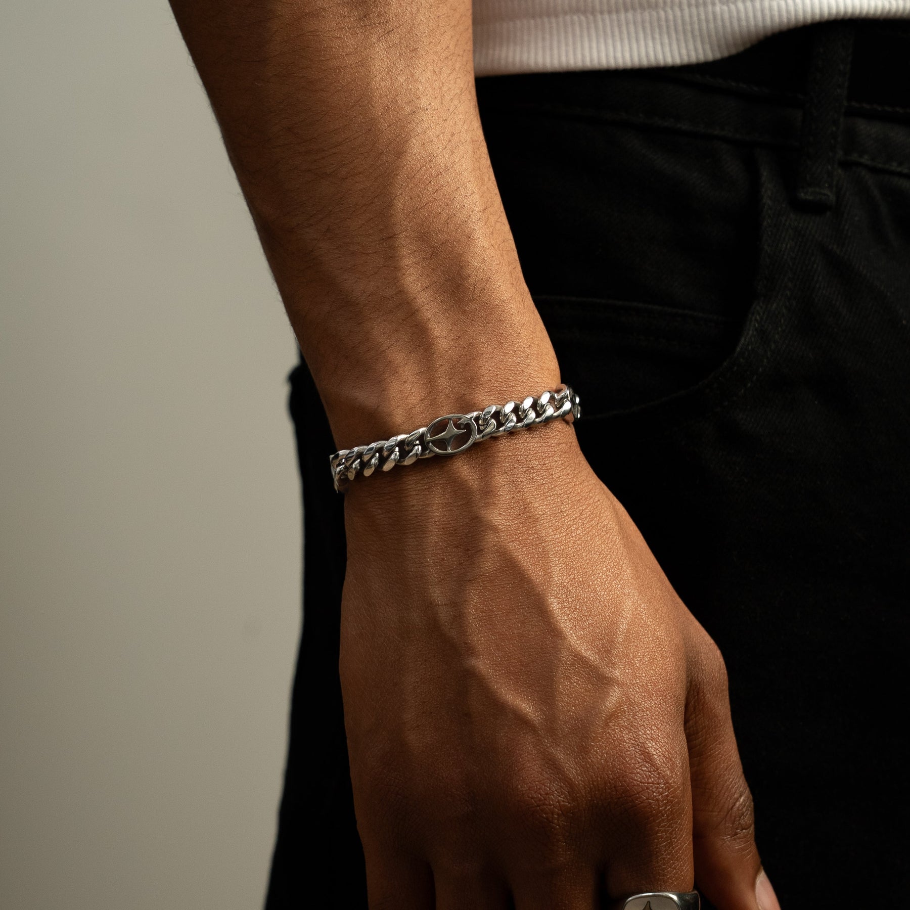 Bracelet Cuban link 8 mm Signature Argenté