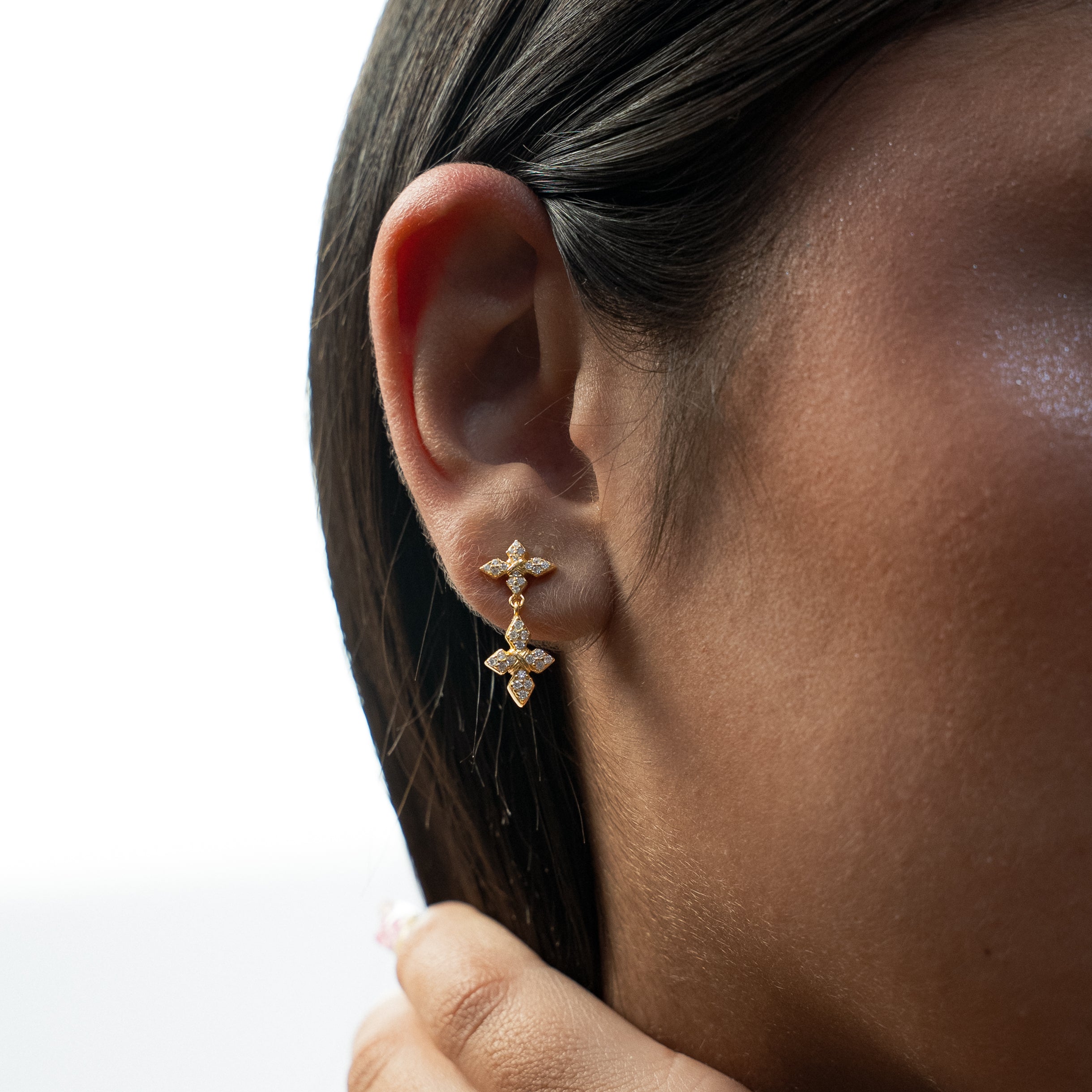 Iced Crossed Star Earrings - Doré