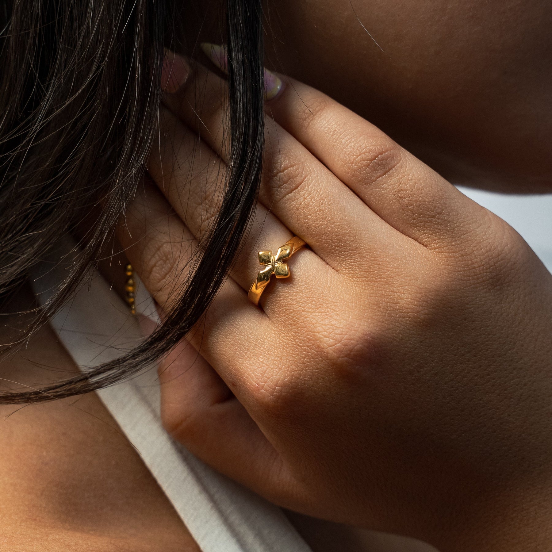 Crossed star ring - Doré