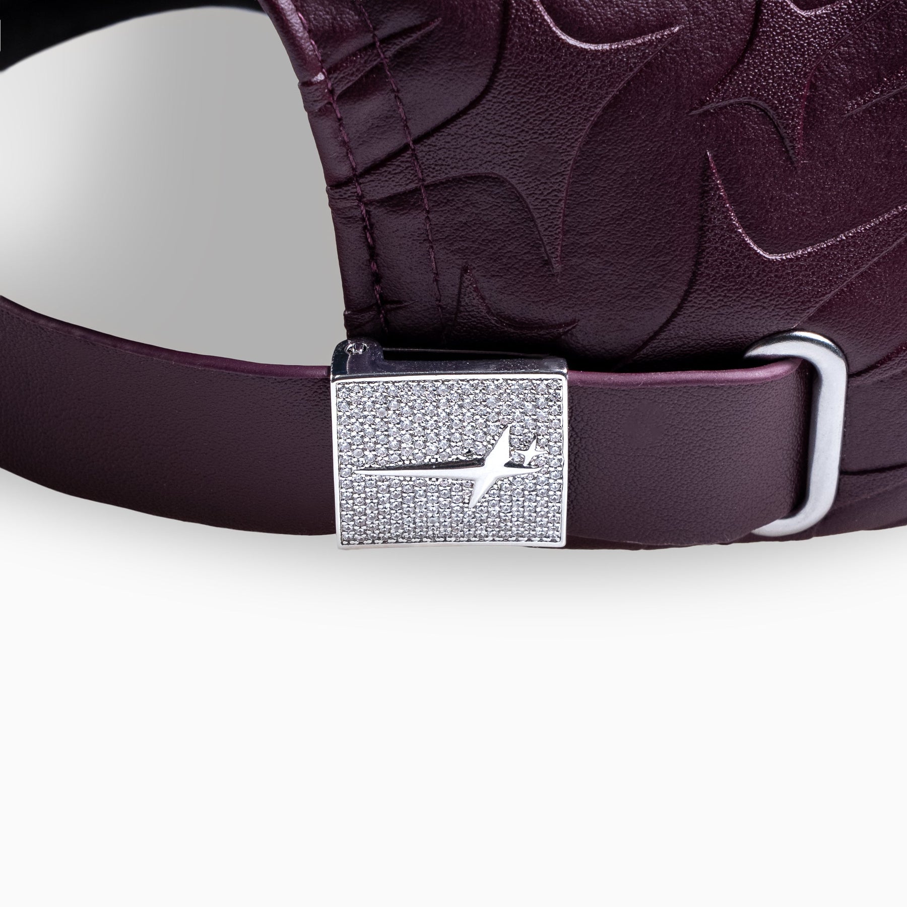 Leather Monogram cap - Bordeaux & Moissanite