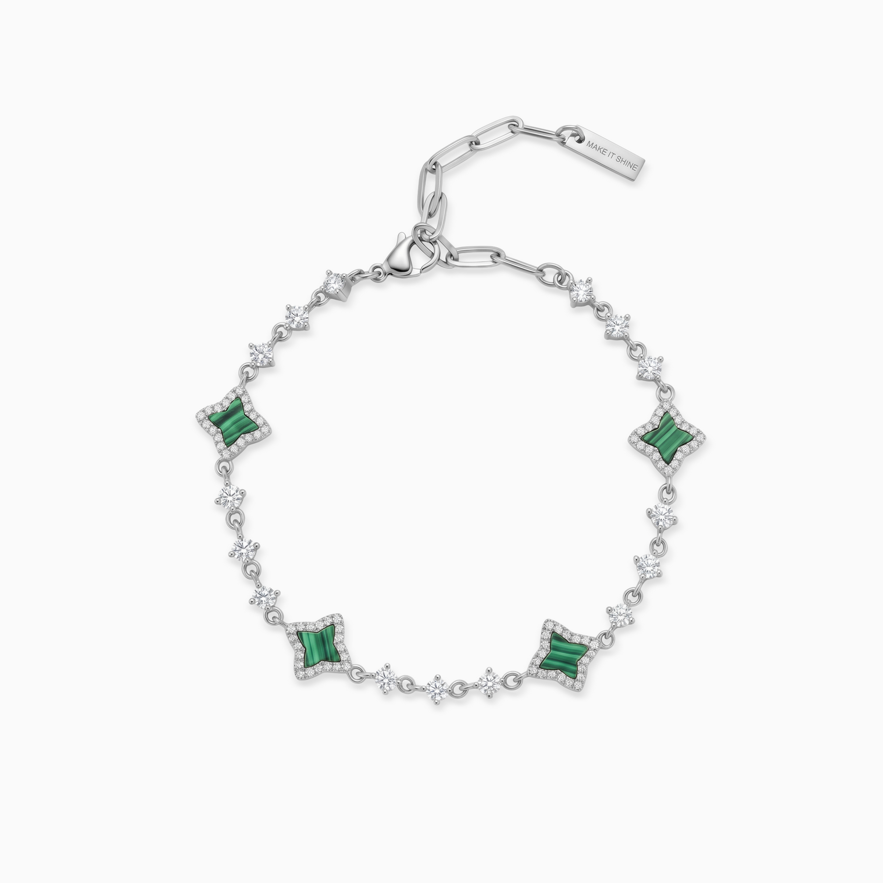 Bracelet Flower Tennis Argenté - Motif Vert