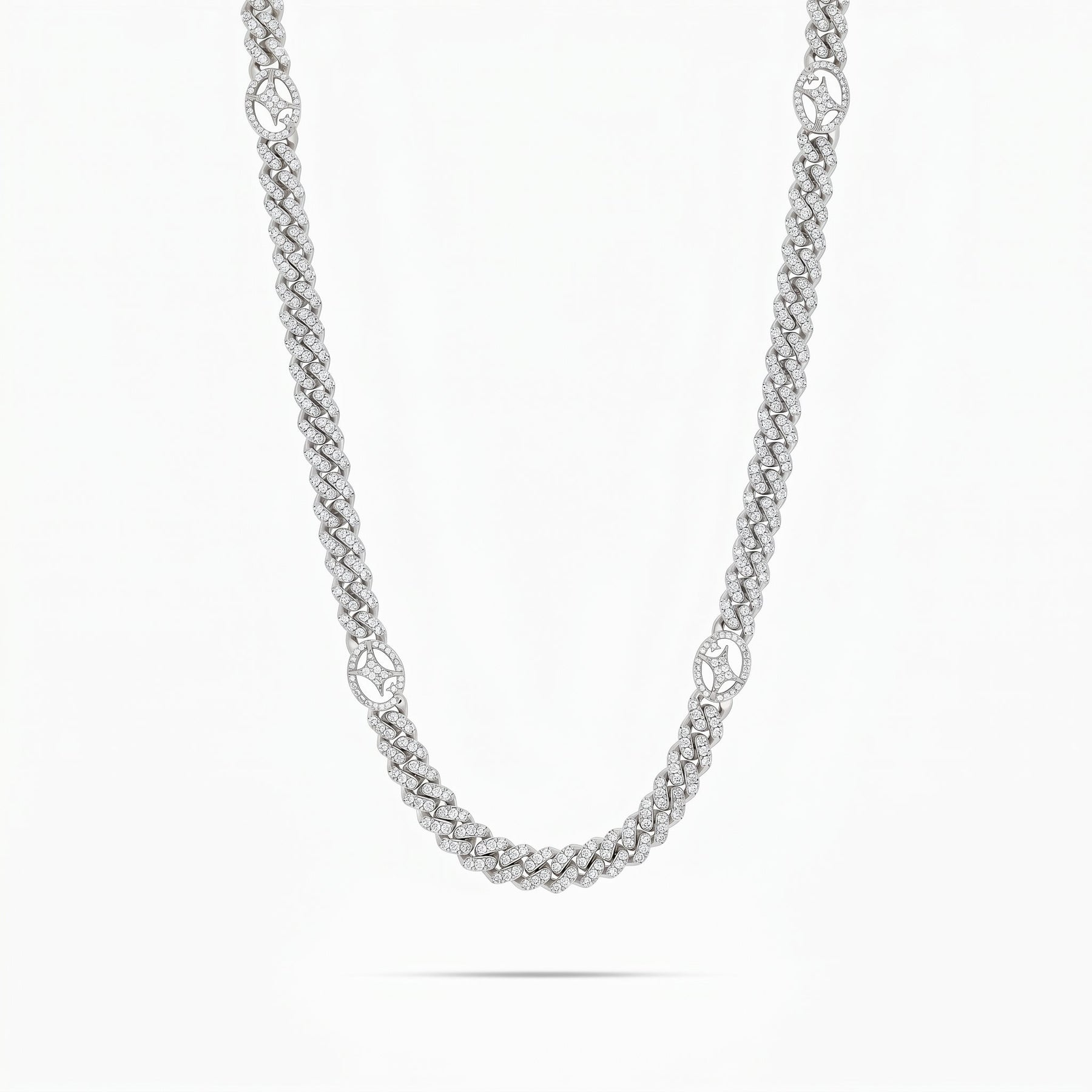 Chaîne Iced Cuban link Signature 5 mm Argentée