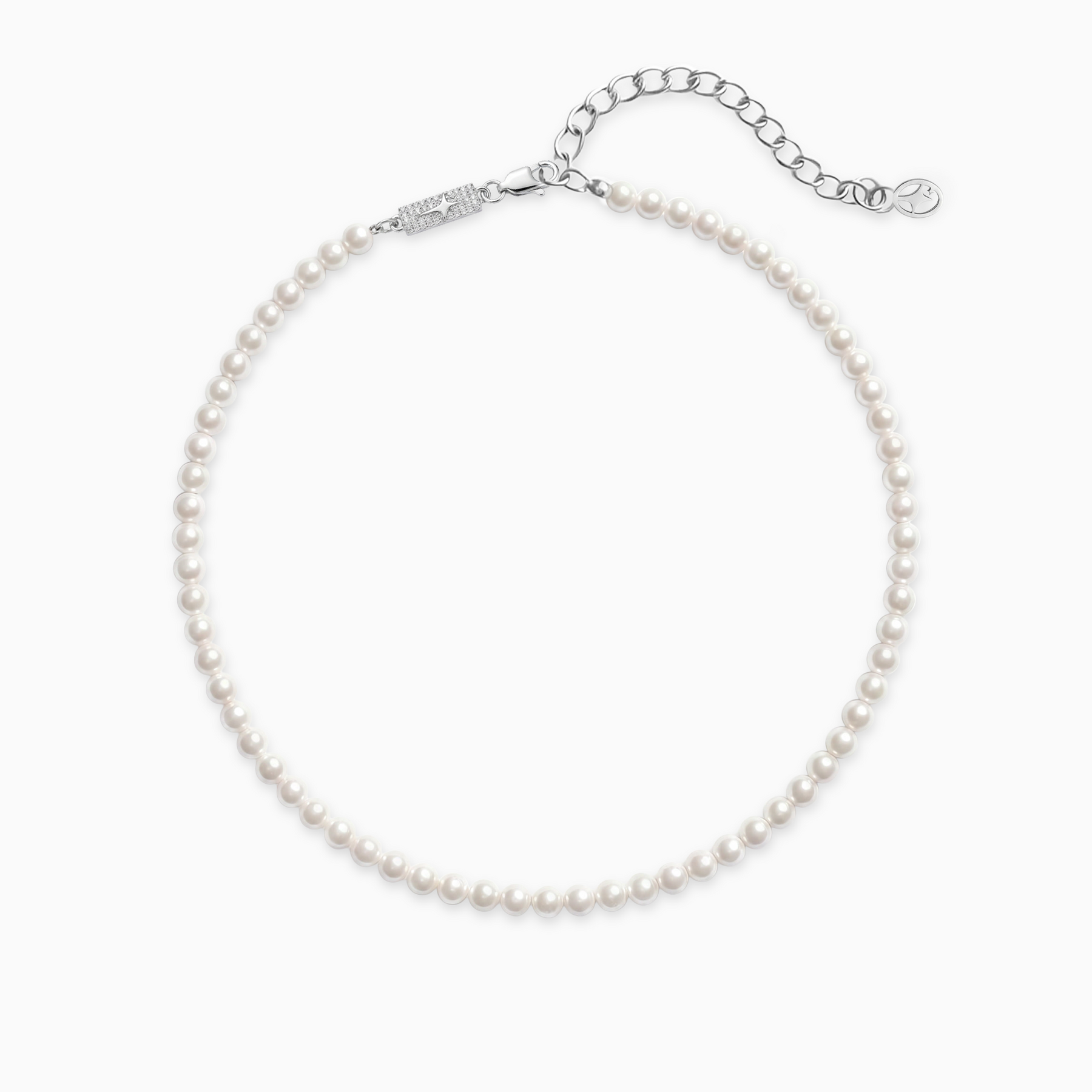 Chaîne perlée 4 mm argentée