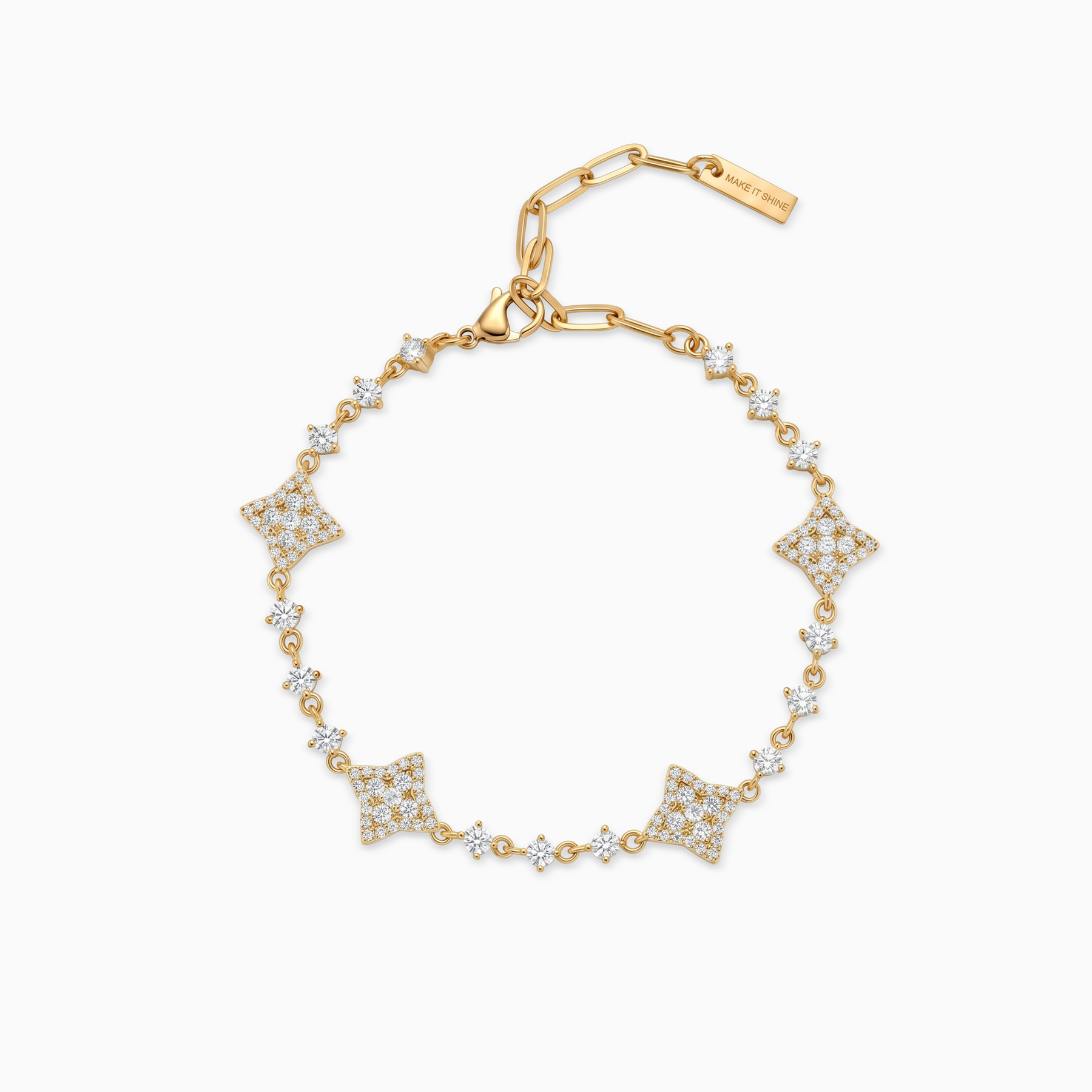 Bracelet Flower Tennis Doré - Pierres blanches