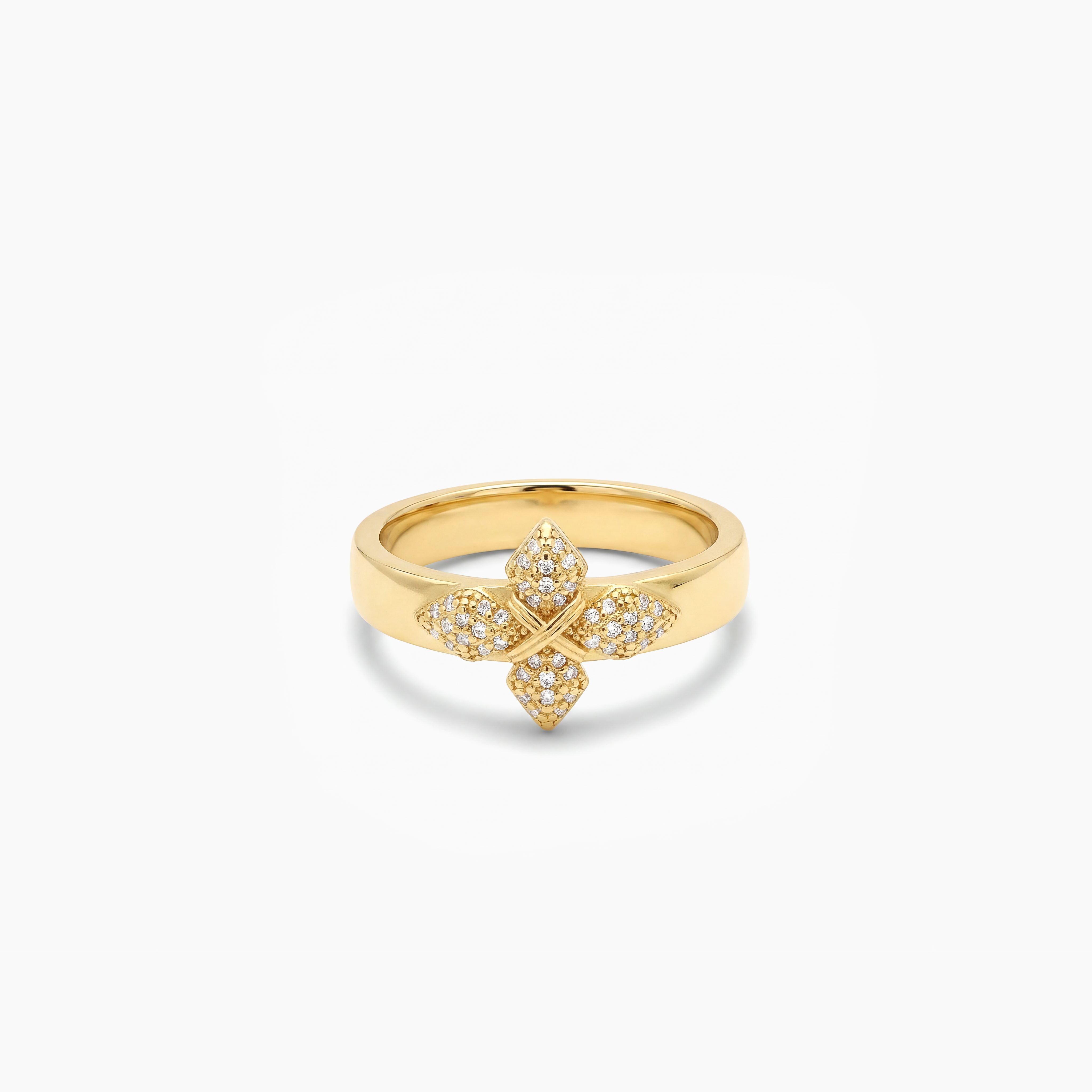 Iced crossed star ring - Doré