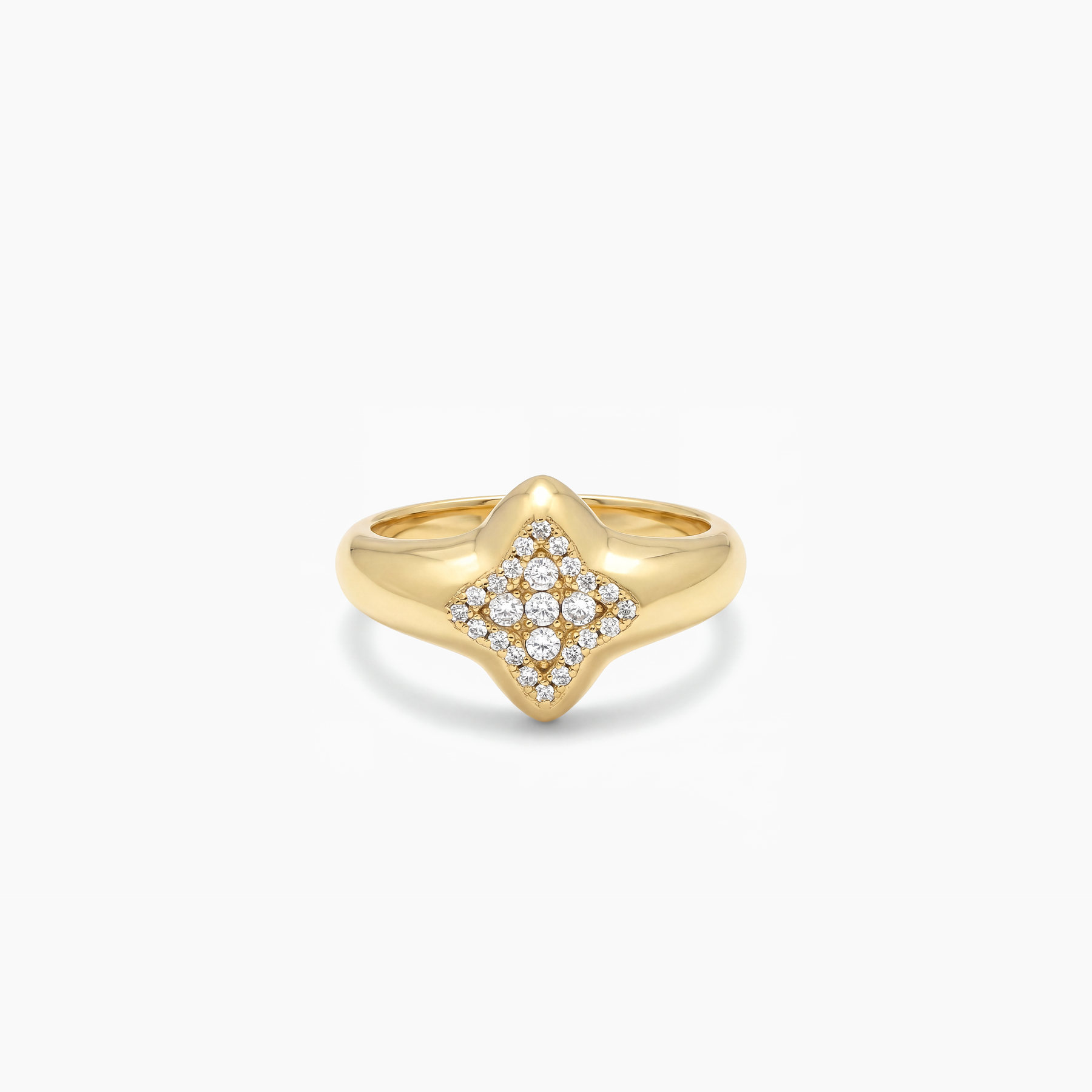 Flower signet ring dorée