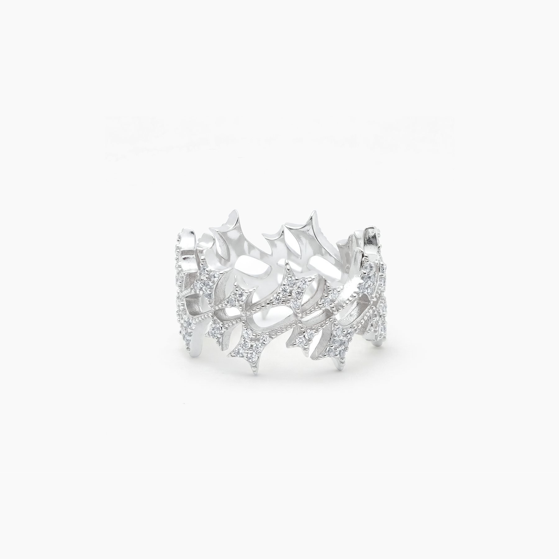 Iced Monogram Ring Argenté