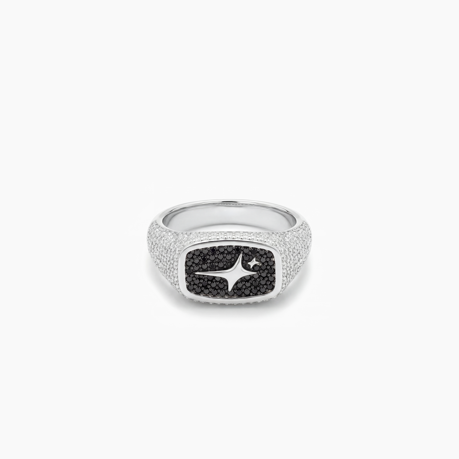 Iced Rectangle signet ring argentée
