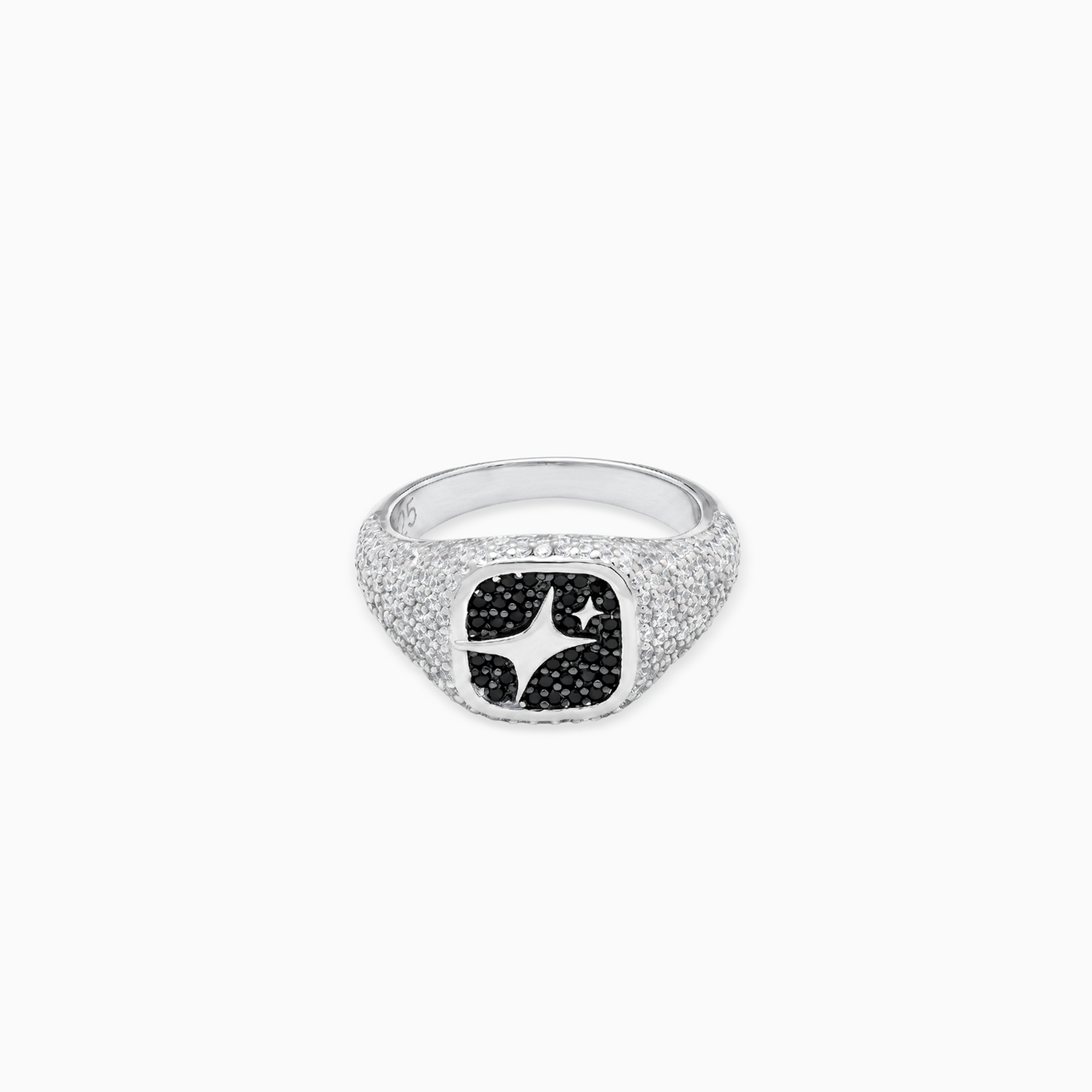Iced Square signet ring argentée