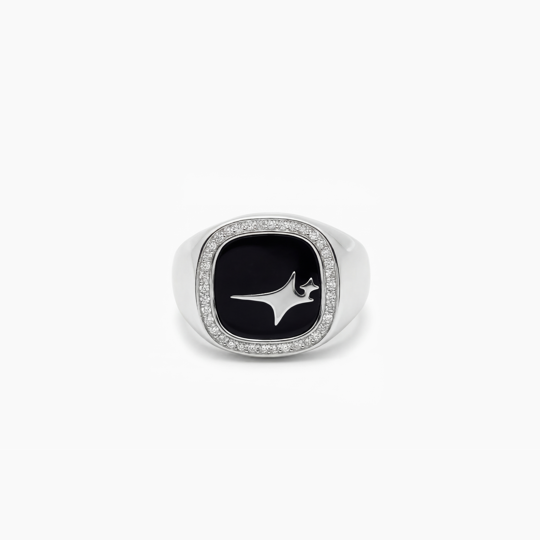Iced Raw ring Argentée - Motif Noir
