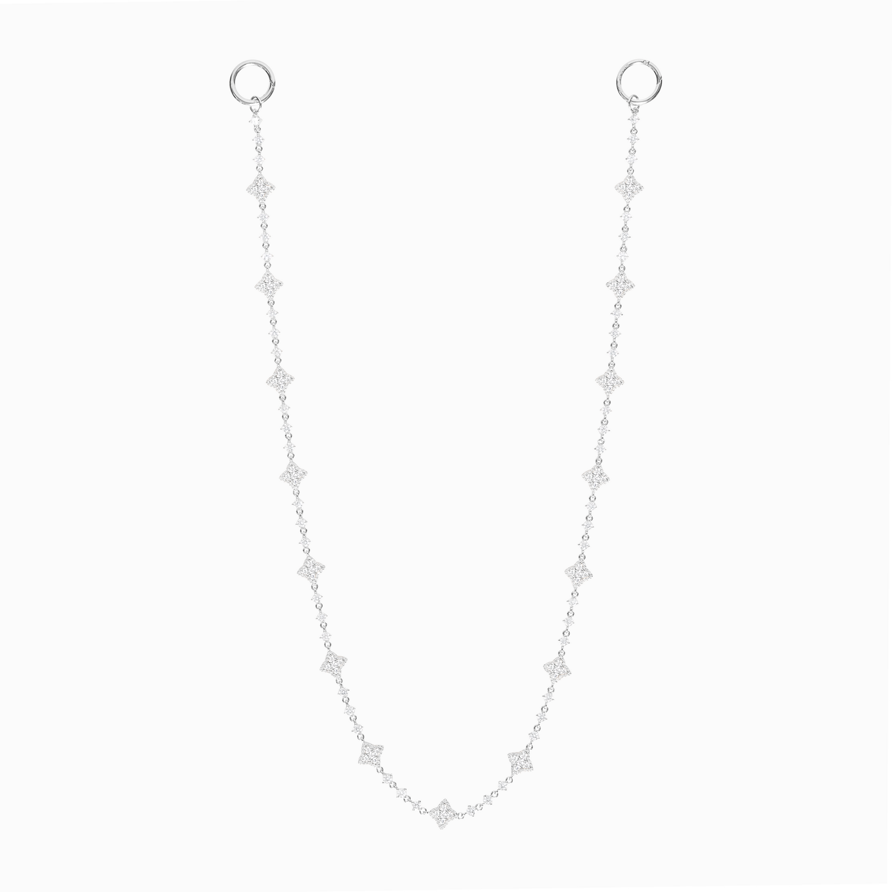 Wallet Chain Flower Tennis Argentée - Pierres Blanches