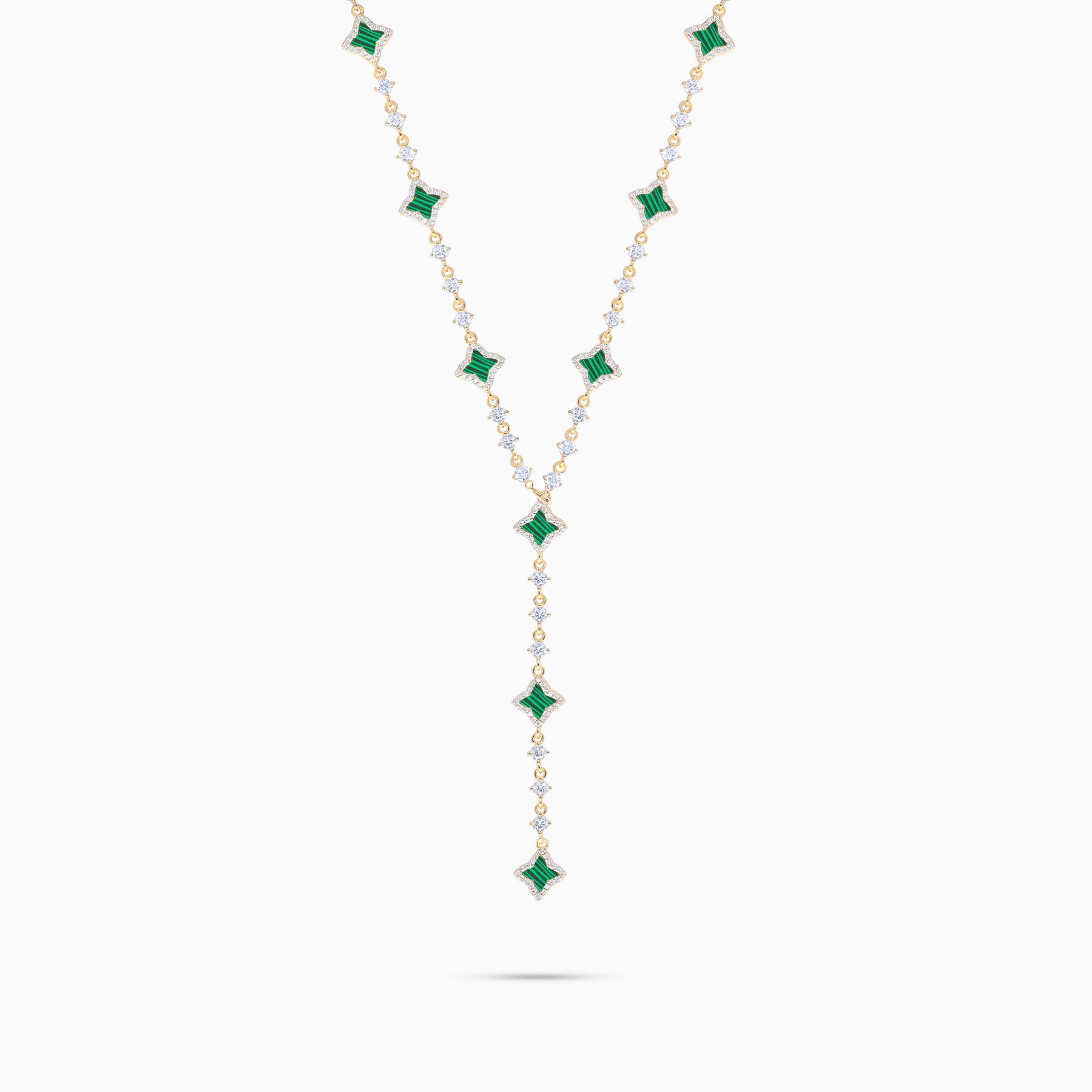 Lariat Flower Tennis Doré - Motif Vert