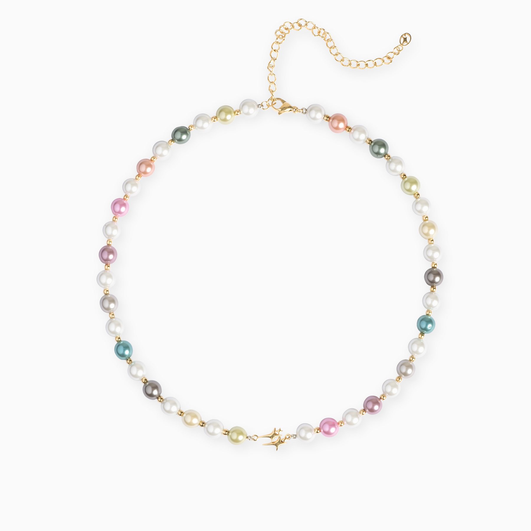 Chaîne Pearl Double Stars Dorée - Multicolore