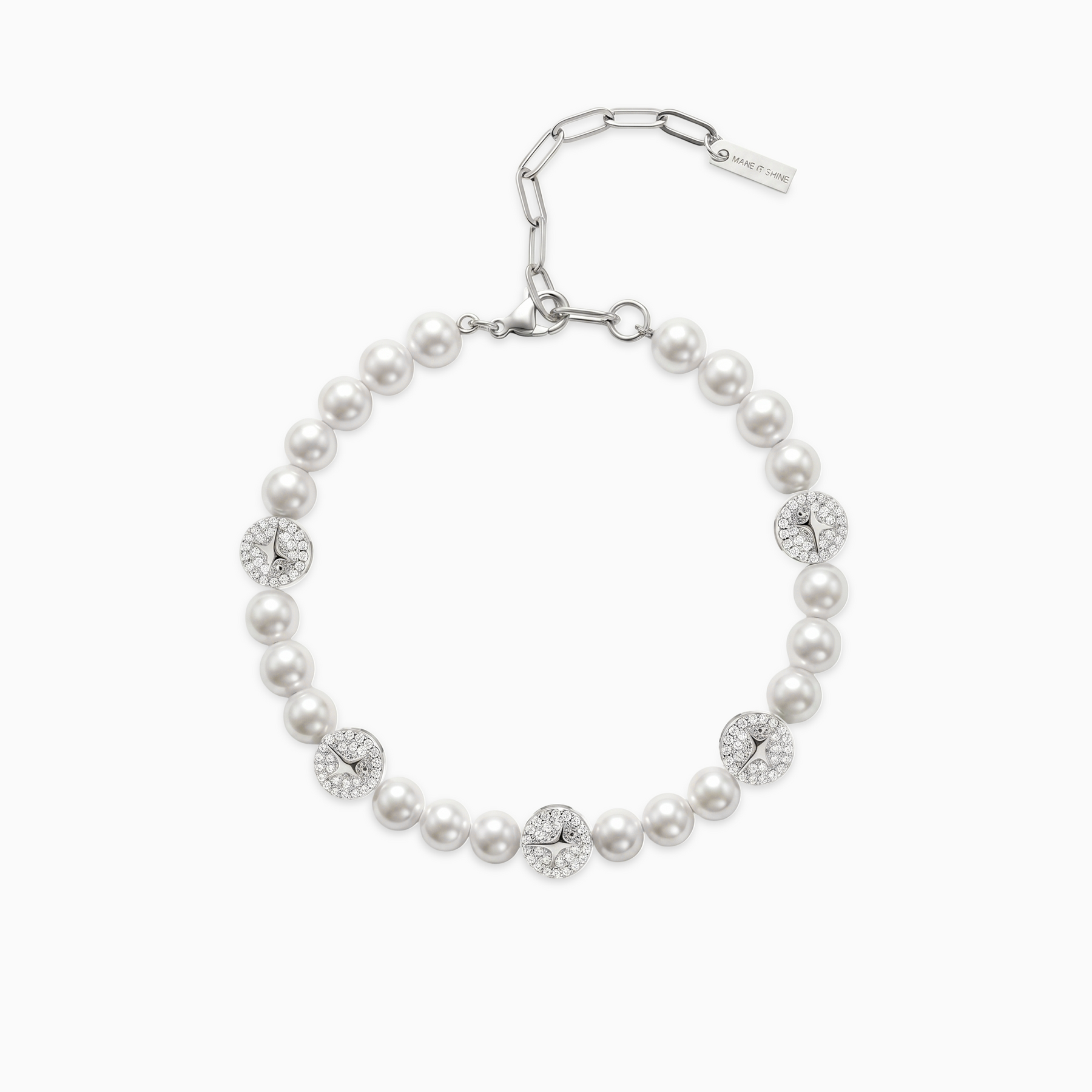 Bracelet perlé Monogramme Argenté