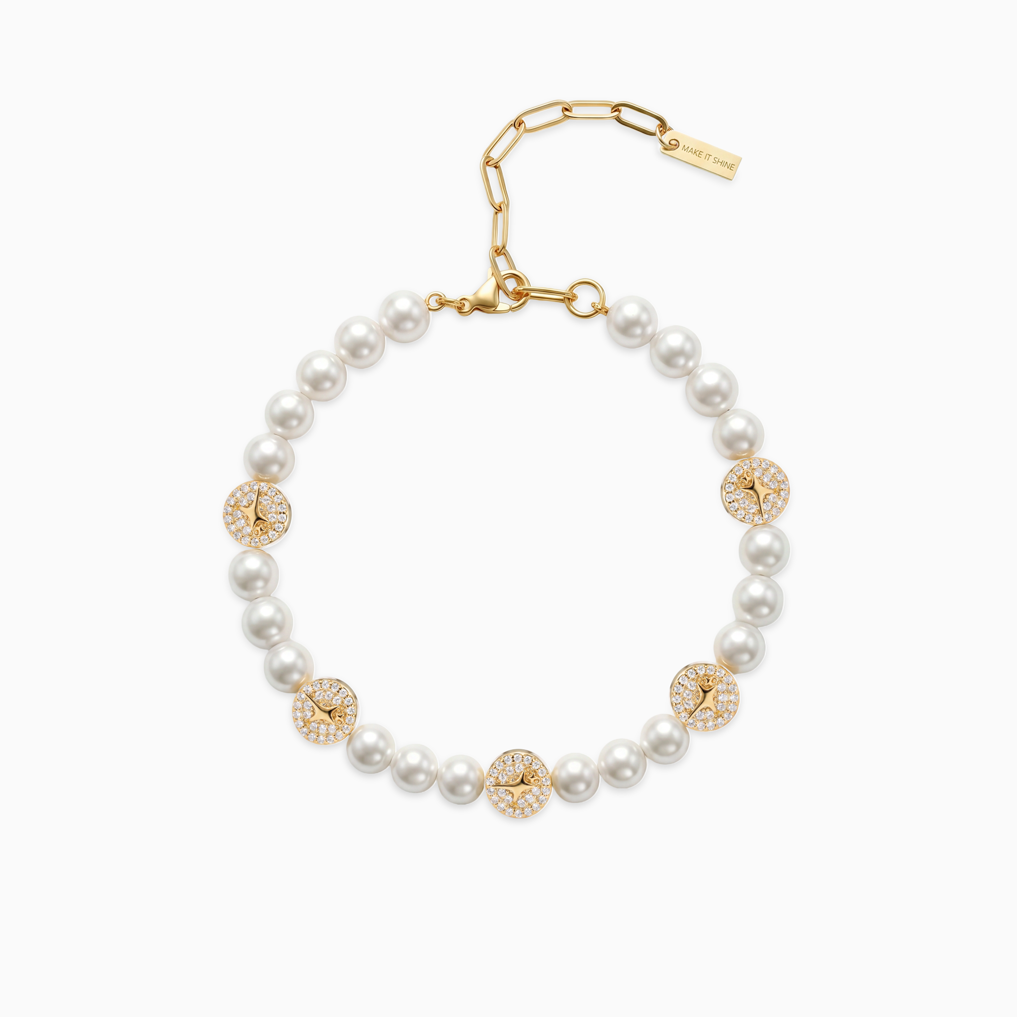 Bracelet perlé Monogramme Doré