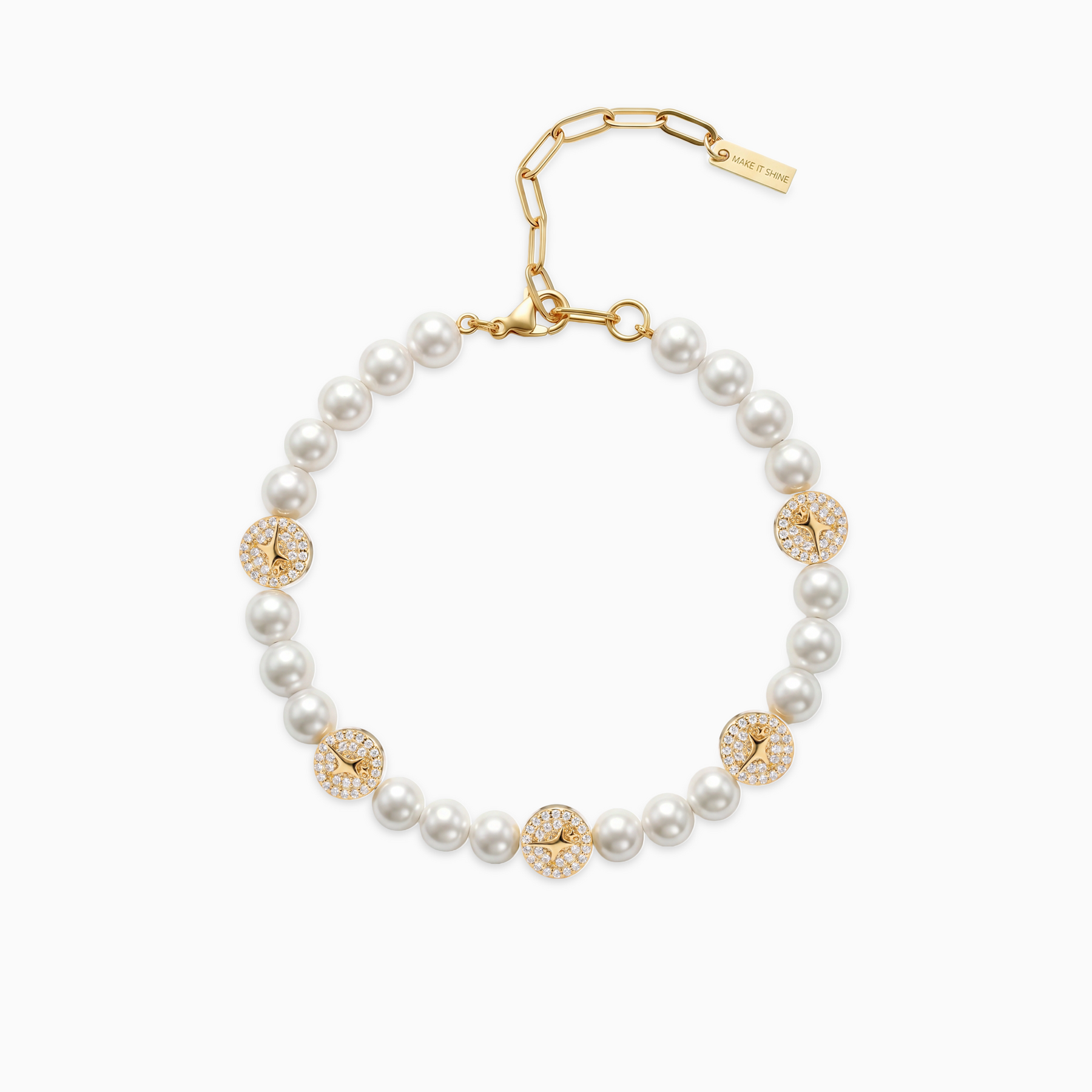 Bracelet perlé Monogramme Doré