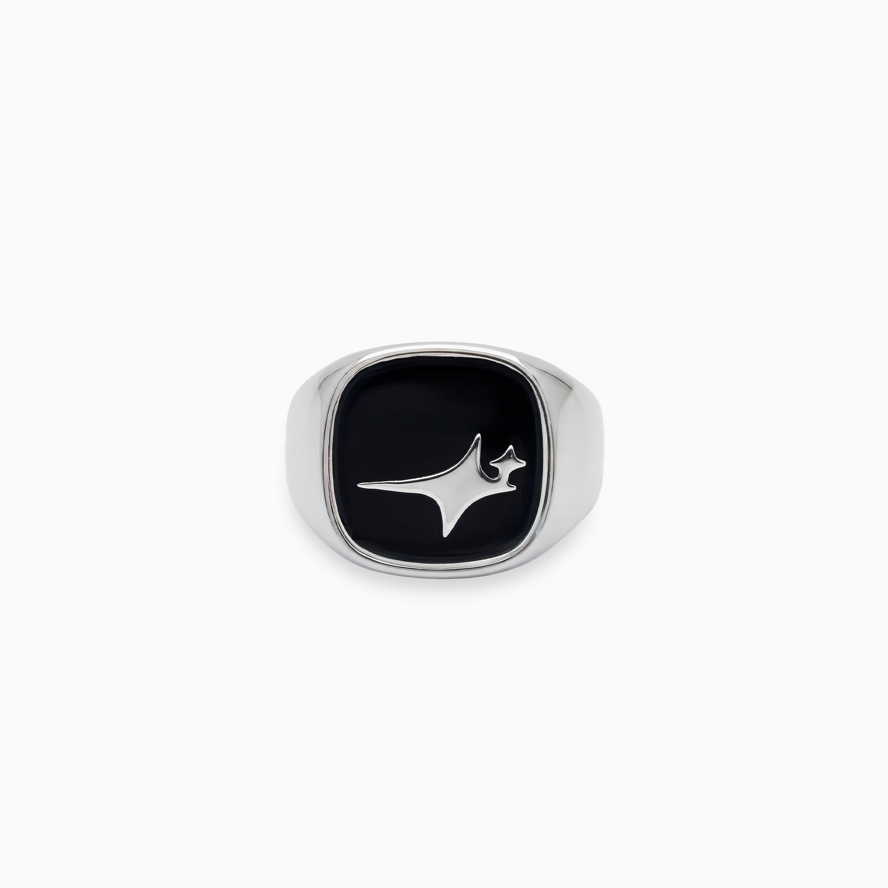 Raw Ring Argentée - Motif Noir