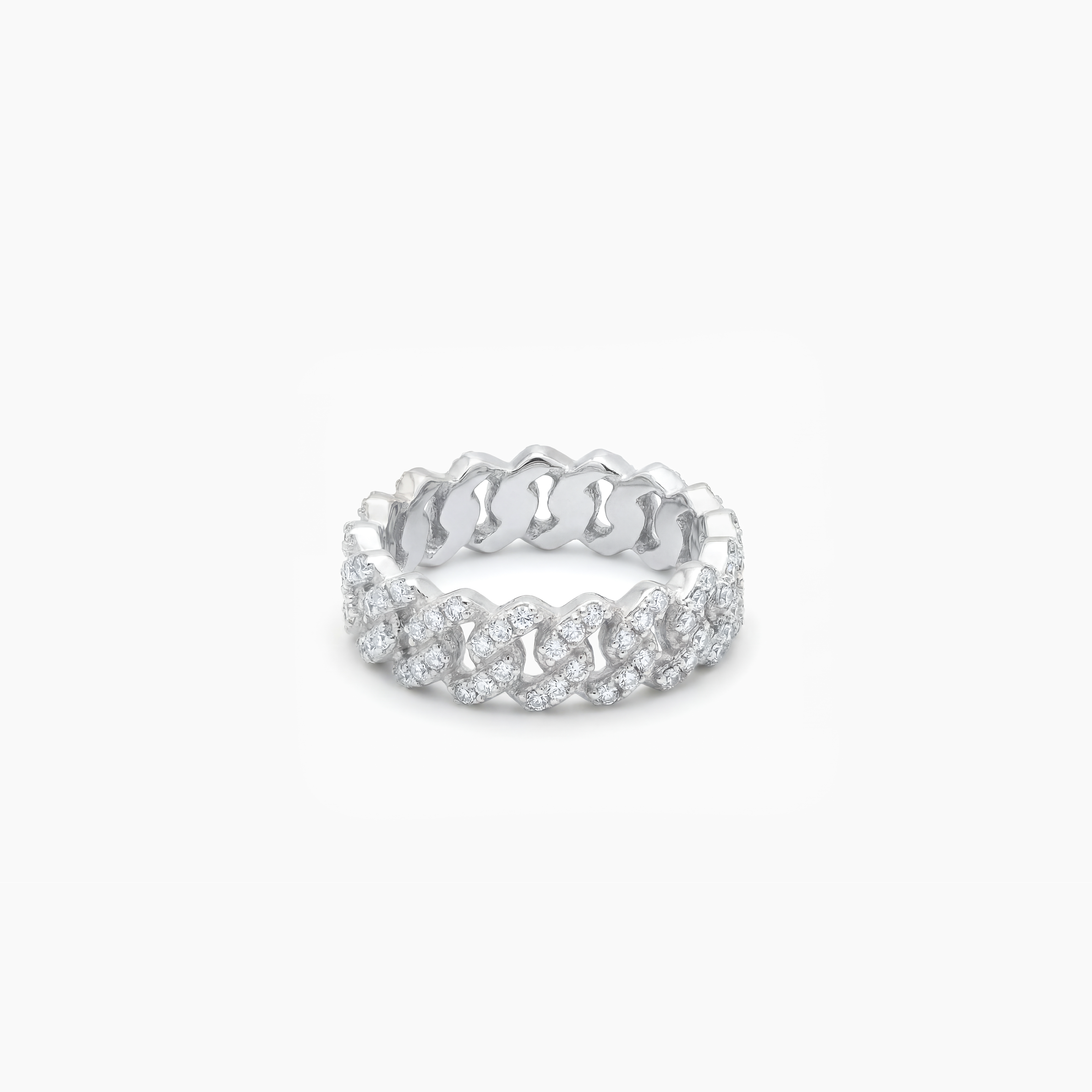 Slim Iced Cuban link ring argentée