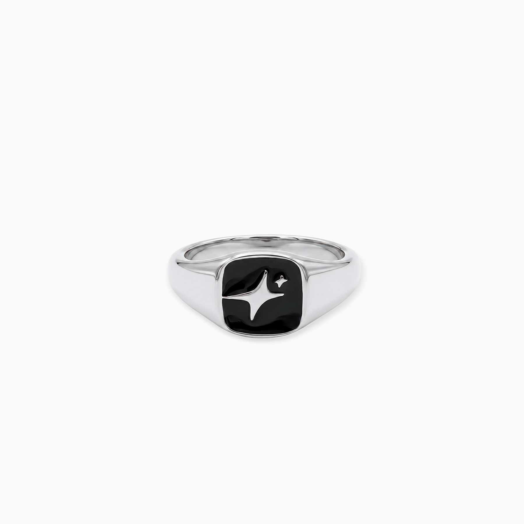 Signature Square signet ring argentée