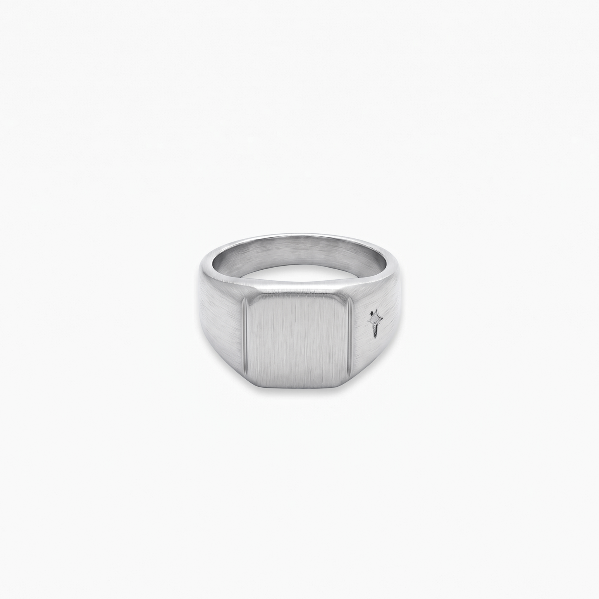 Square signet ring argentée