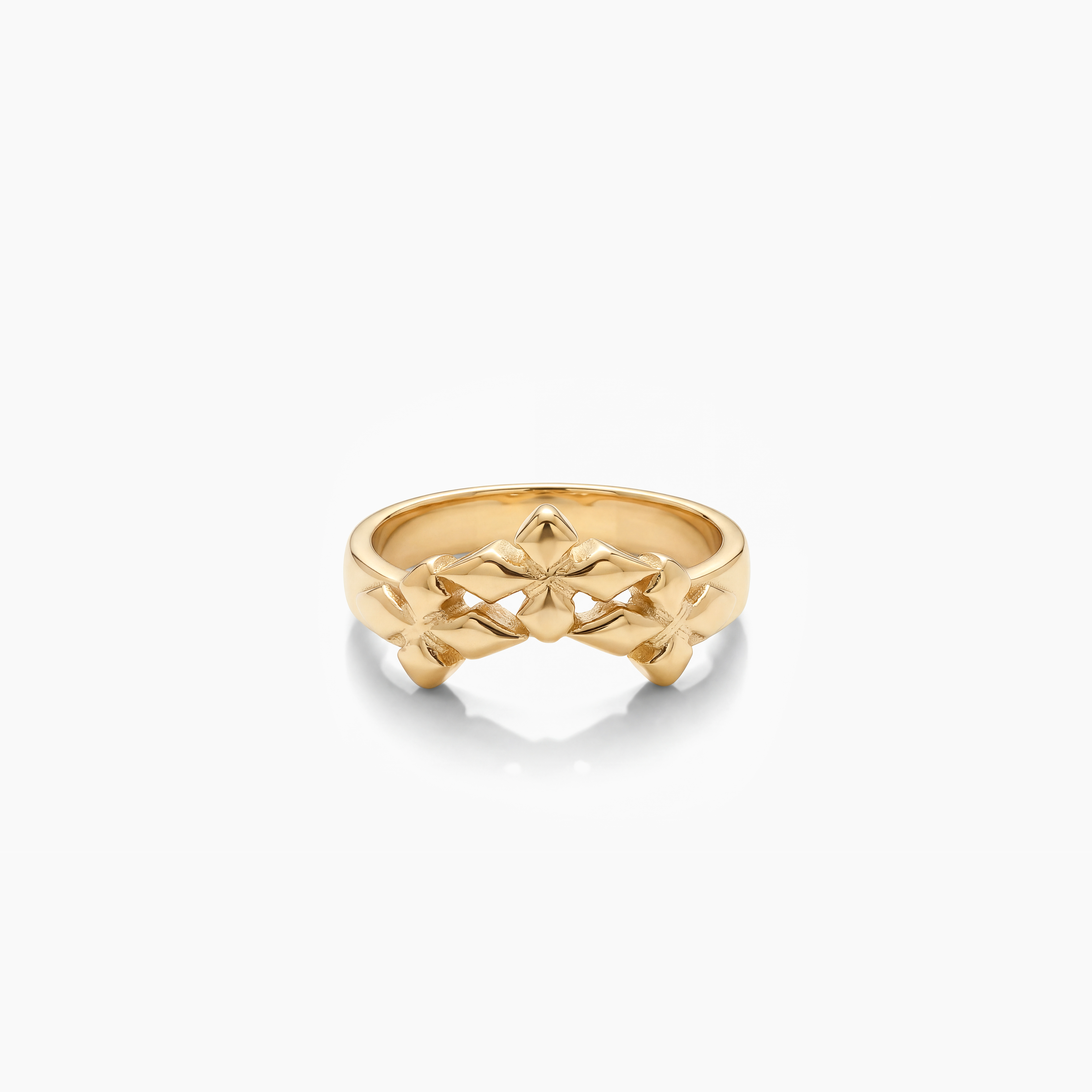Triple crossed star ring - Doré