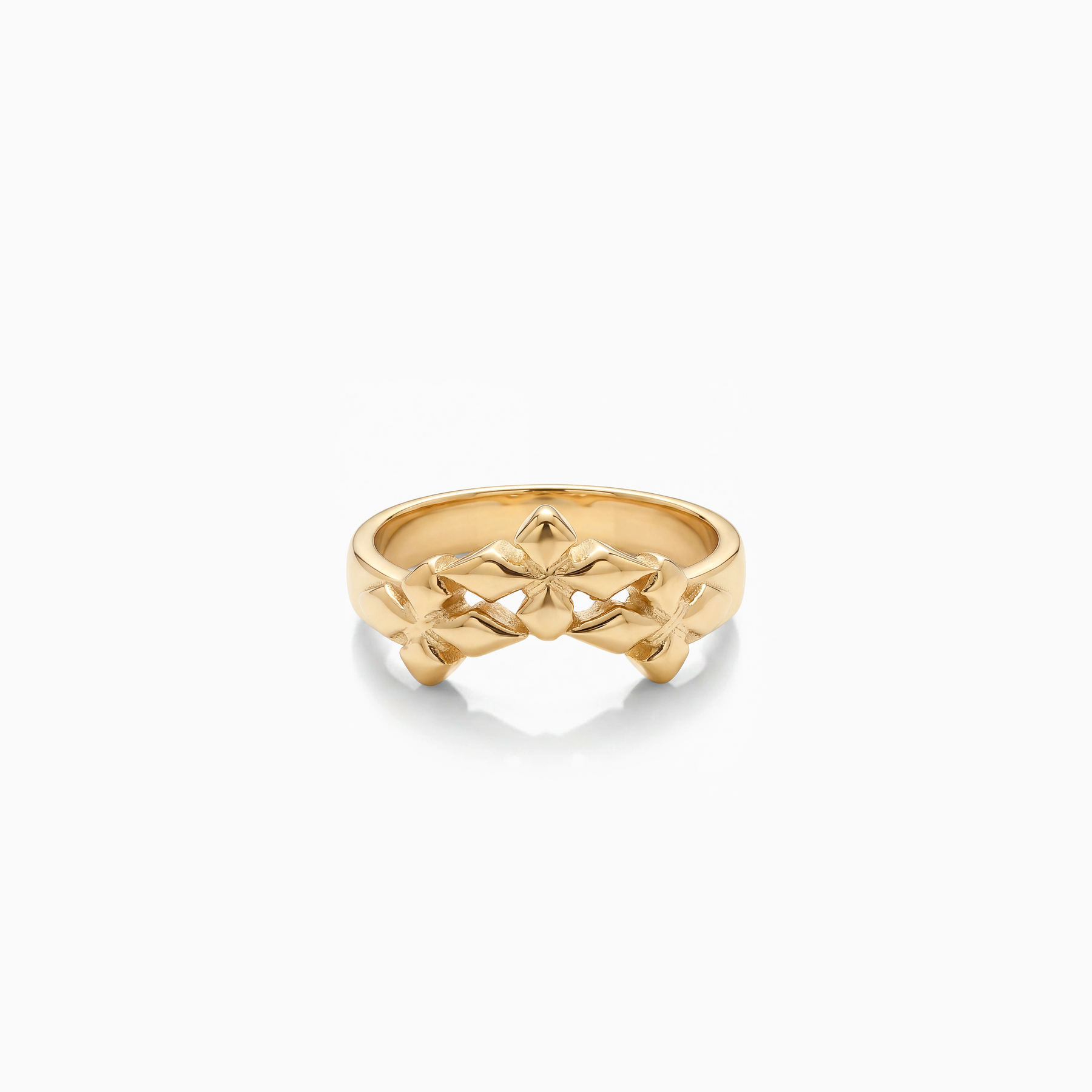 Triple crossed star ring - Doré