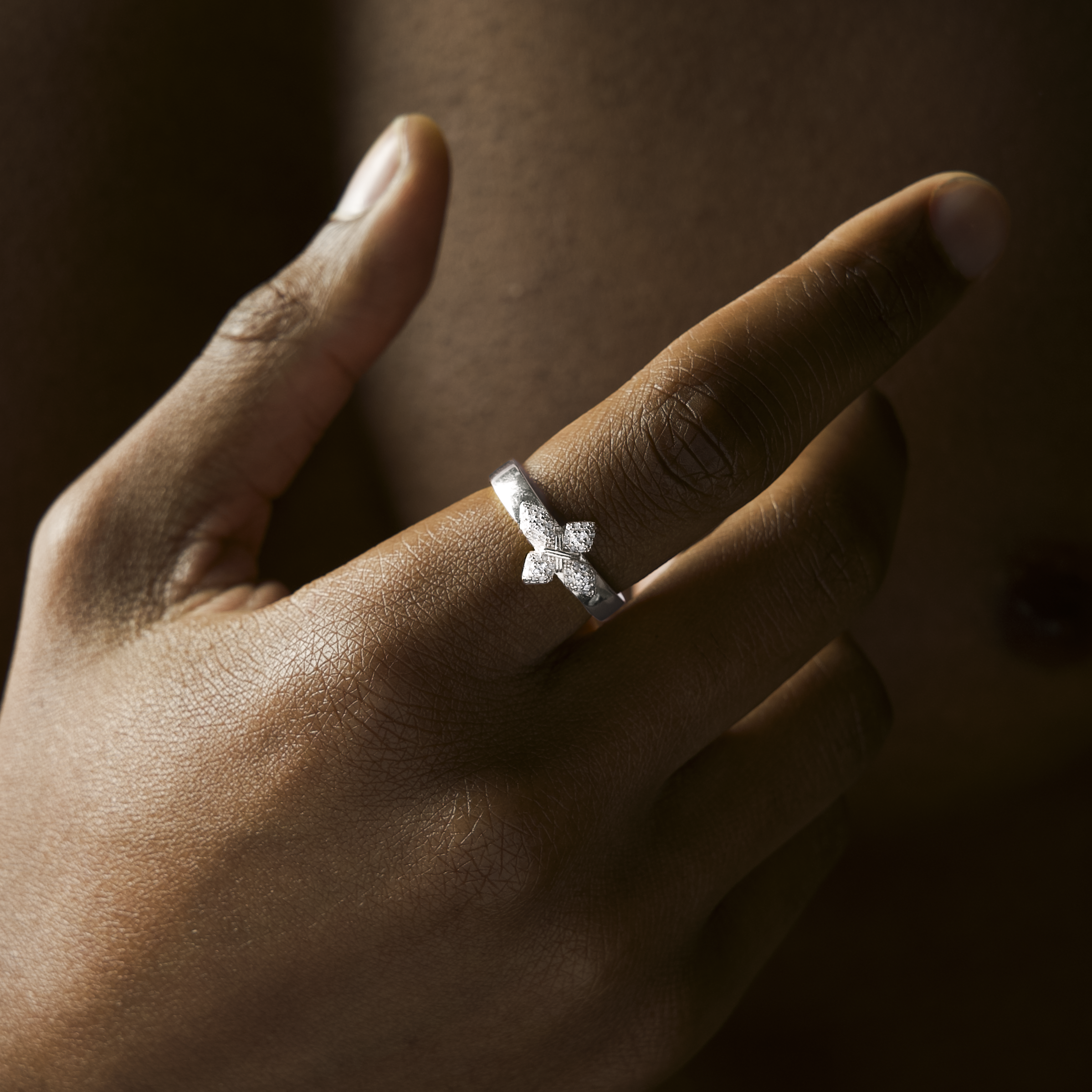 Iced crossed star ring - Argenté