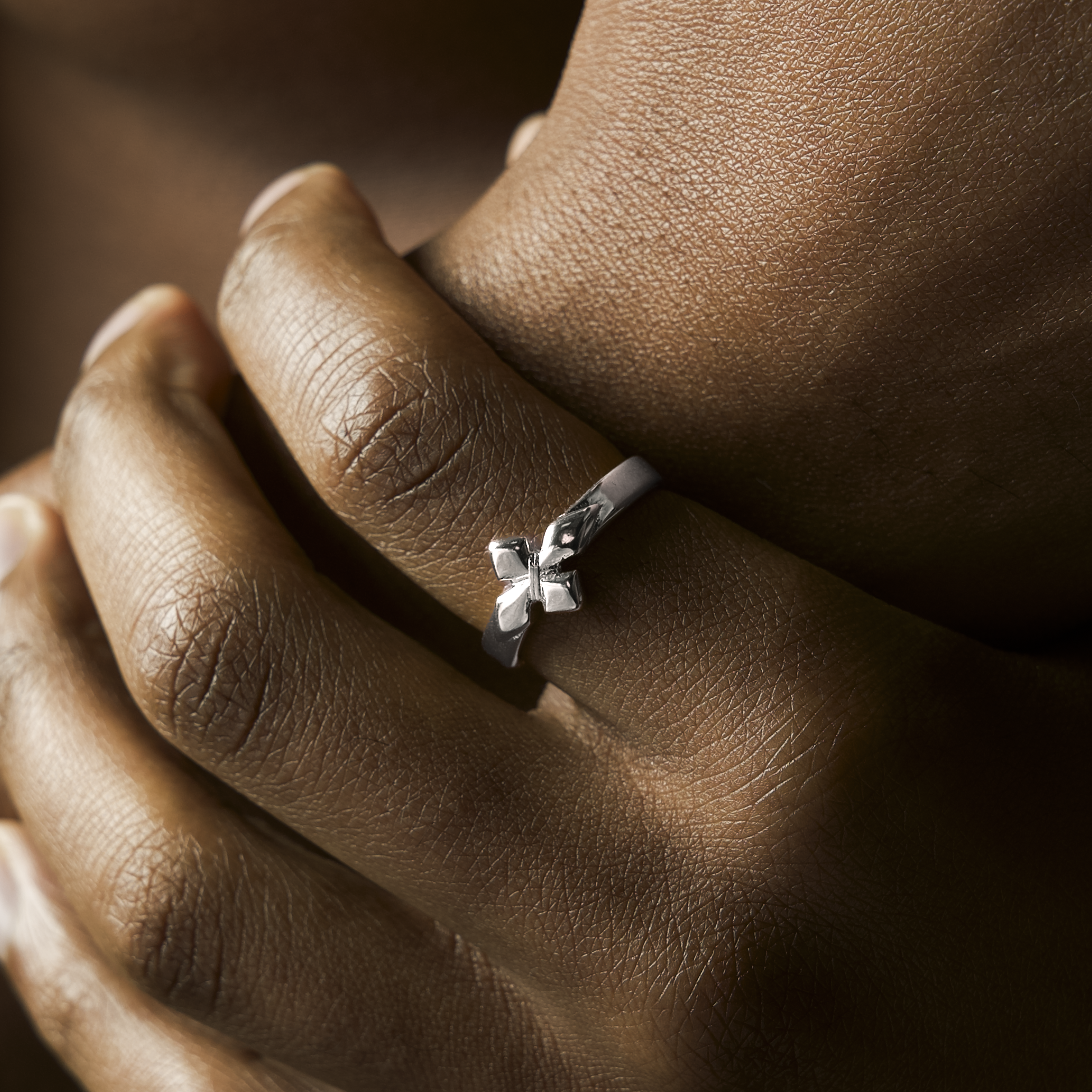 Crossed star ring - Argenté
