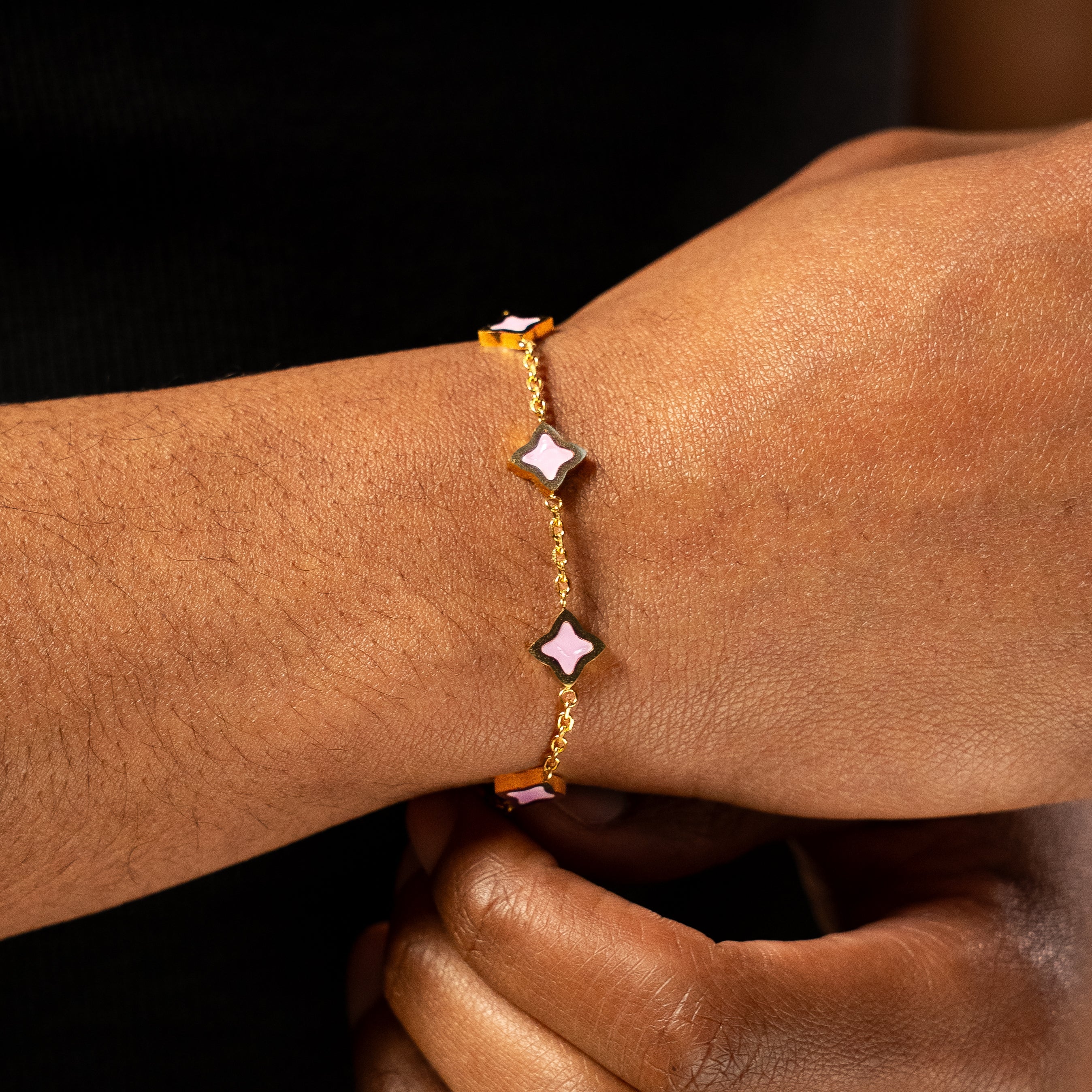 Bracelet Flower câble Doré - Motif Rose
