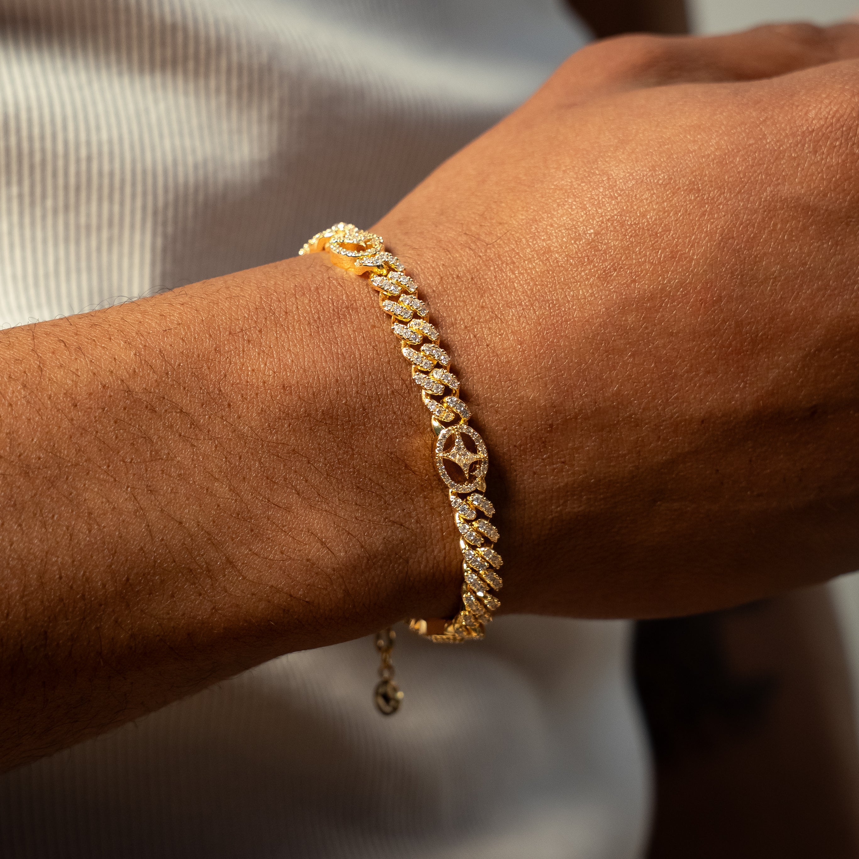 Bracelet Iced Cuban link Signature 5 mm Doré