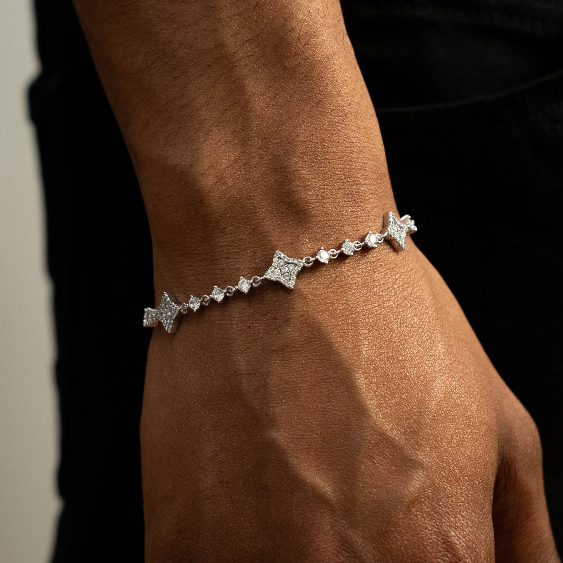 Bracelet Flower Tennis Argenté - Pierres blanches