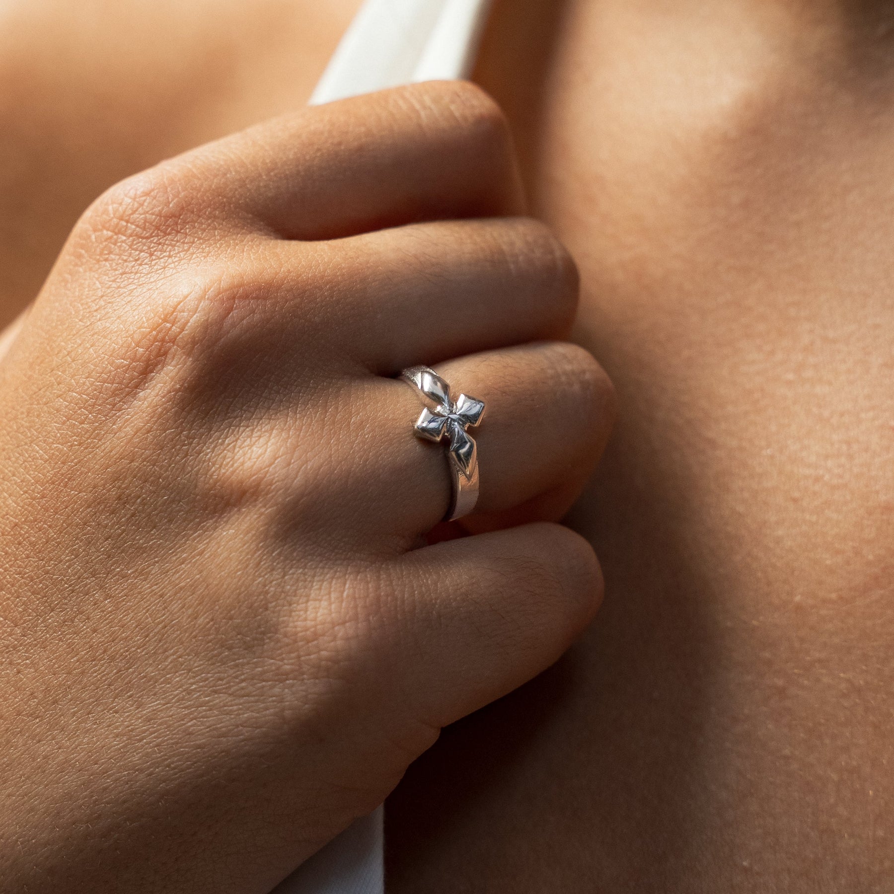 Triple crossed star ring- Argenté