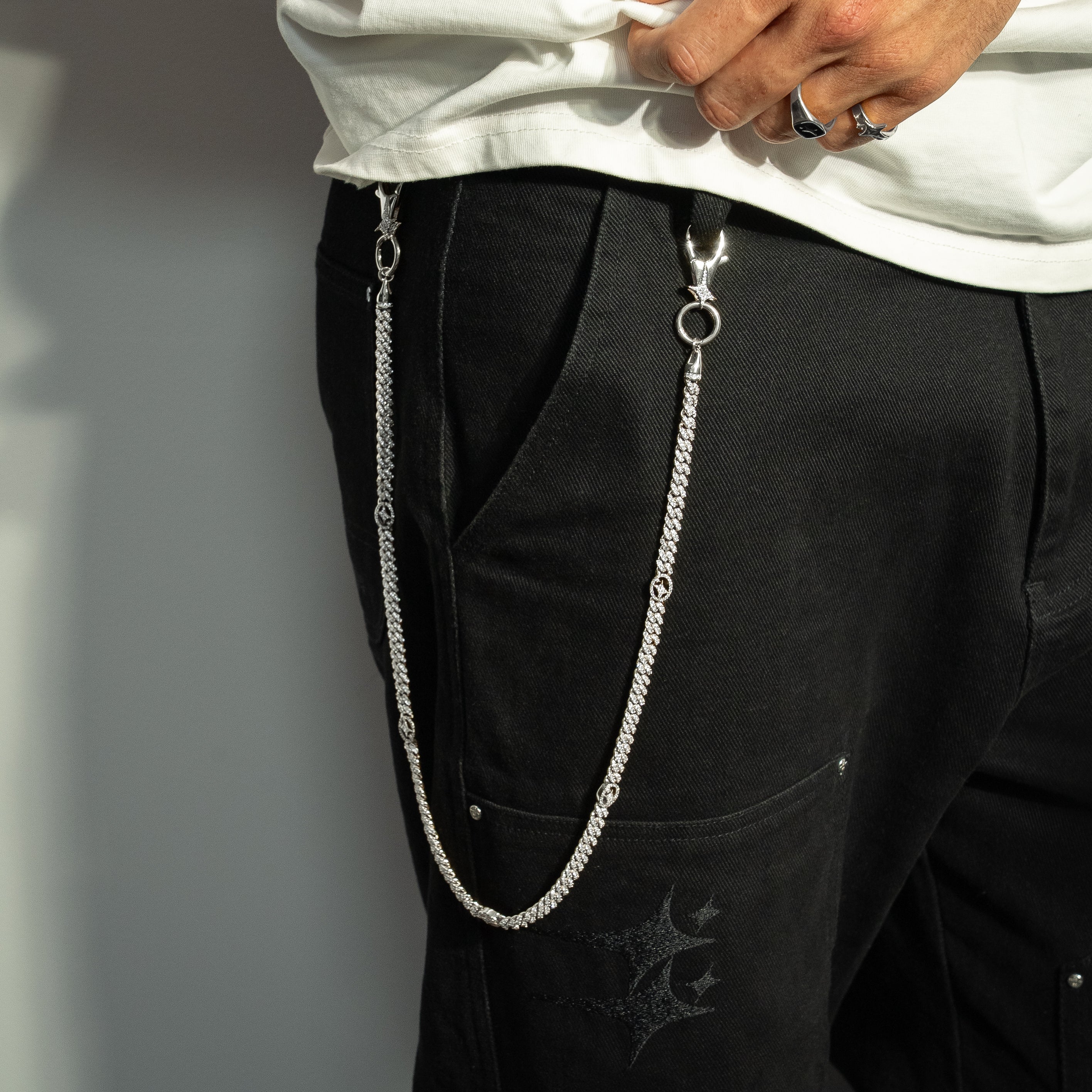 Wallet Chain Iced Cuban link Signature 5 mm Argentée