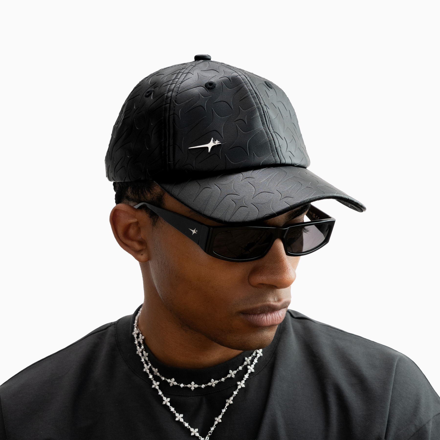 Leather Monogram Cap - Noir