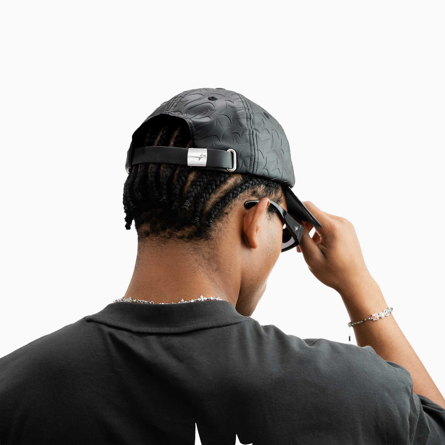 Leather Monogram Cap - Noir