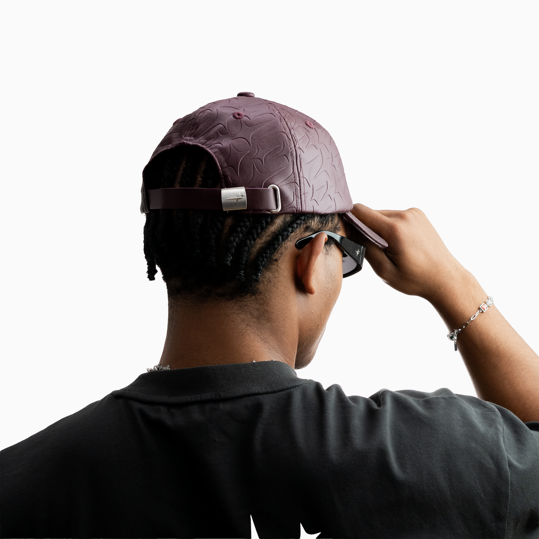 Leather Monogram Cap - Bordeaux
