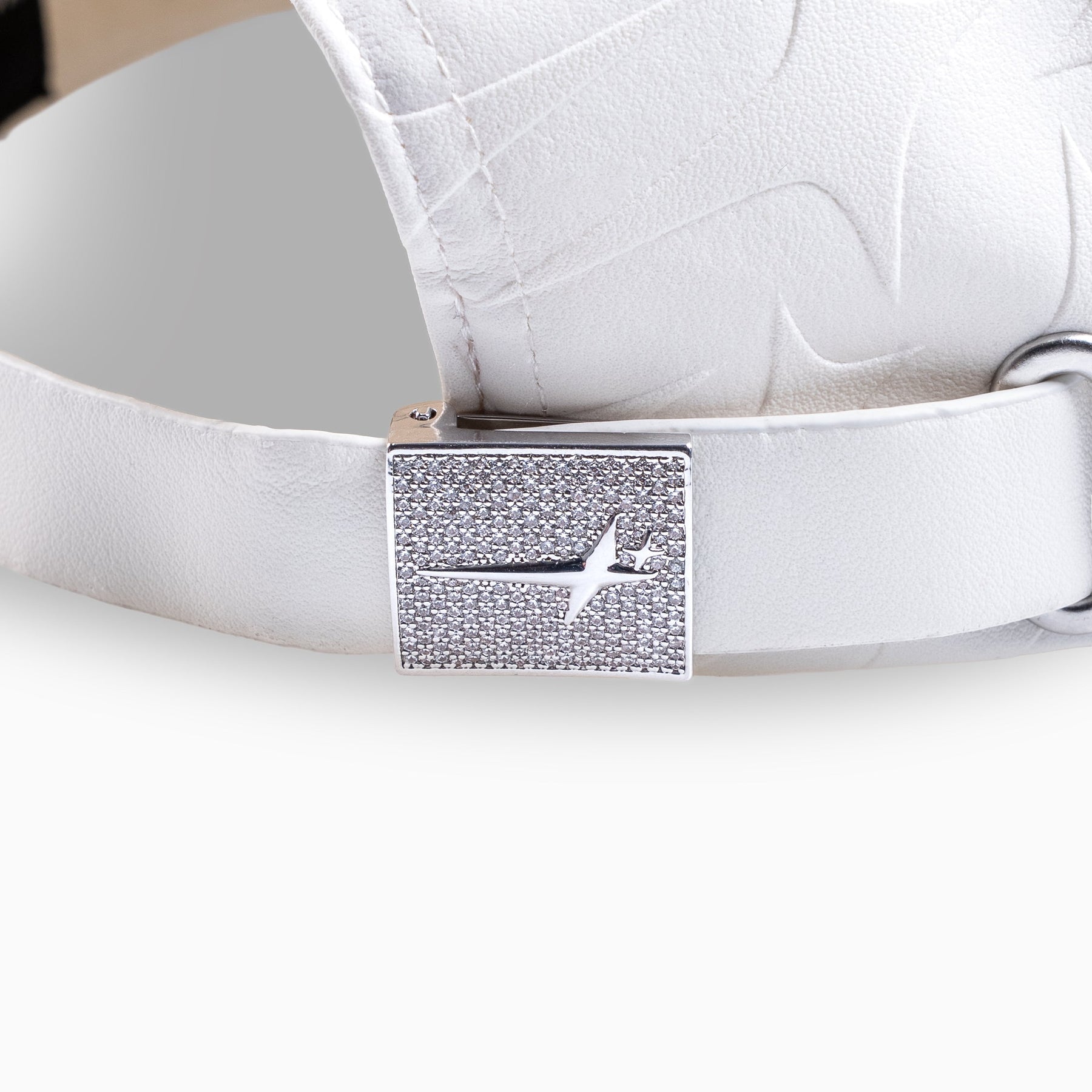 Leather Monogram cap - Blanc & Moissanite