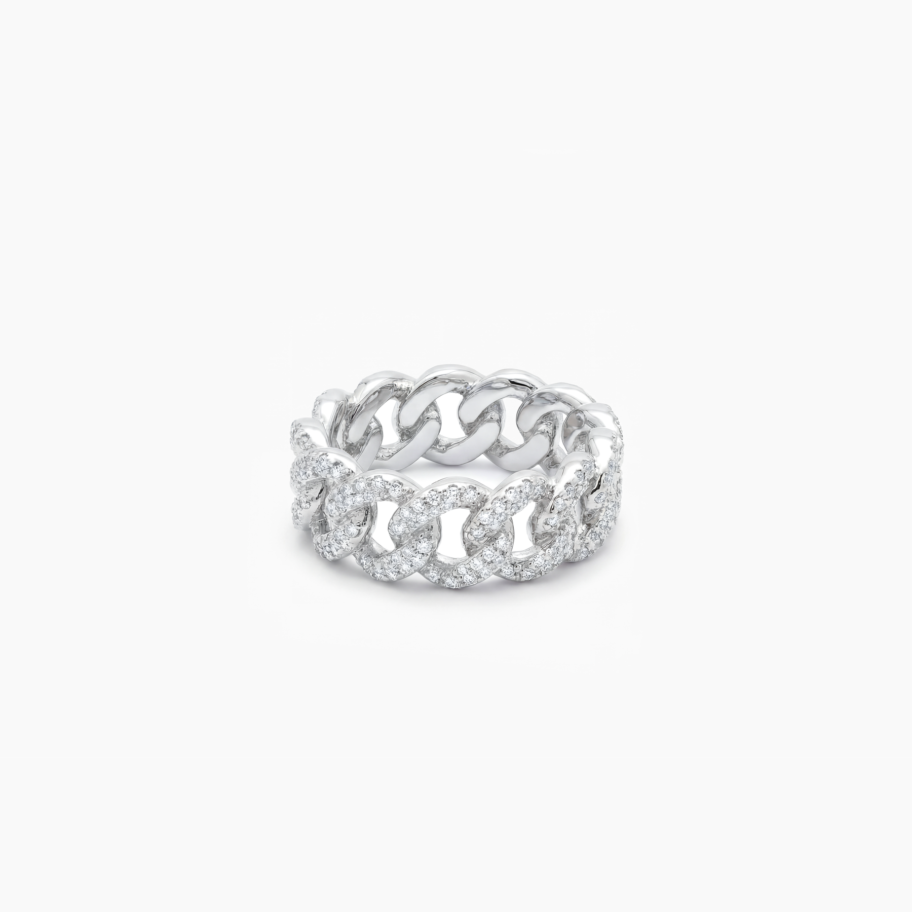 Iced Cuban link ring argentée