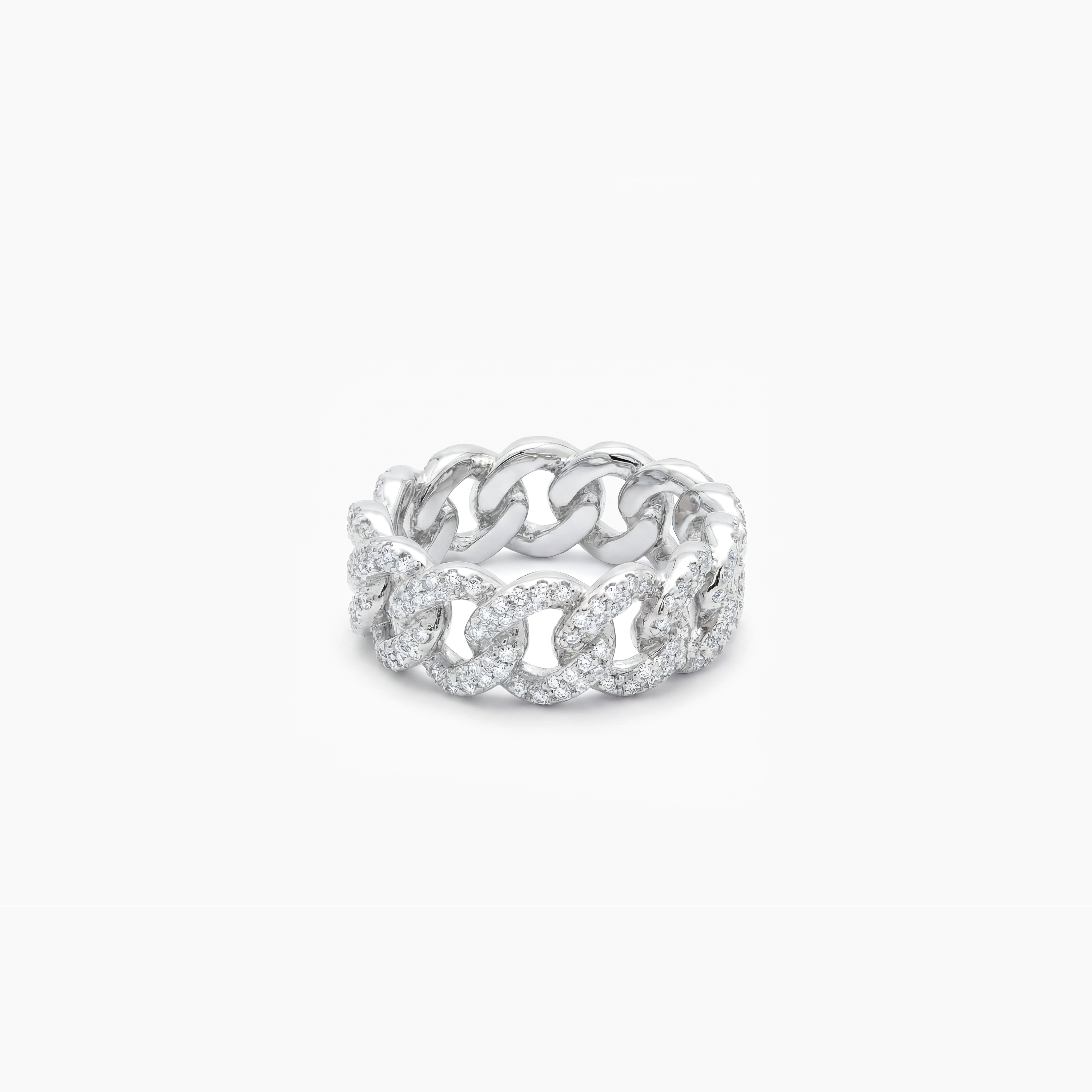 Iced Cuban link ring argentée