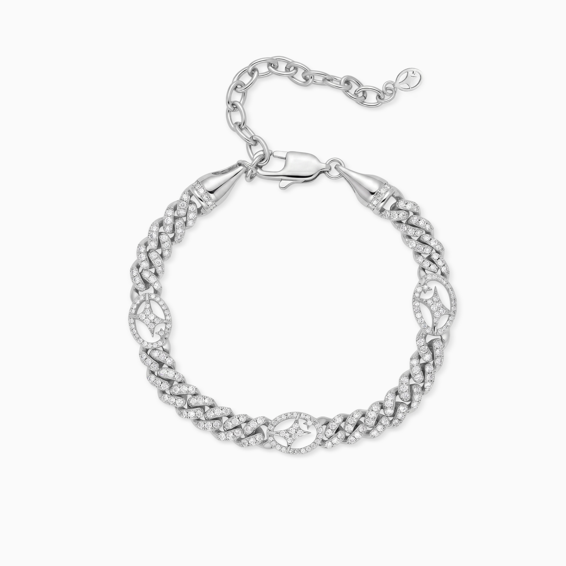 Bracelet Iced Cuban link Signature 5 mm Argenté