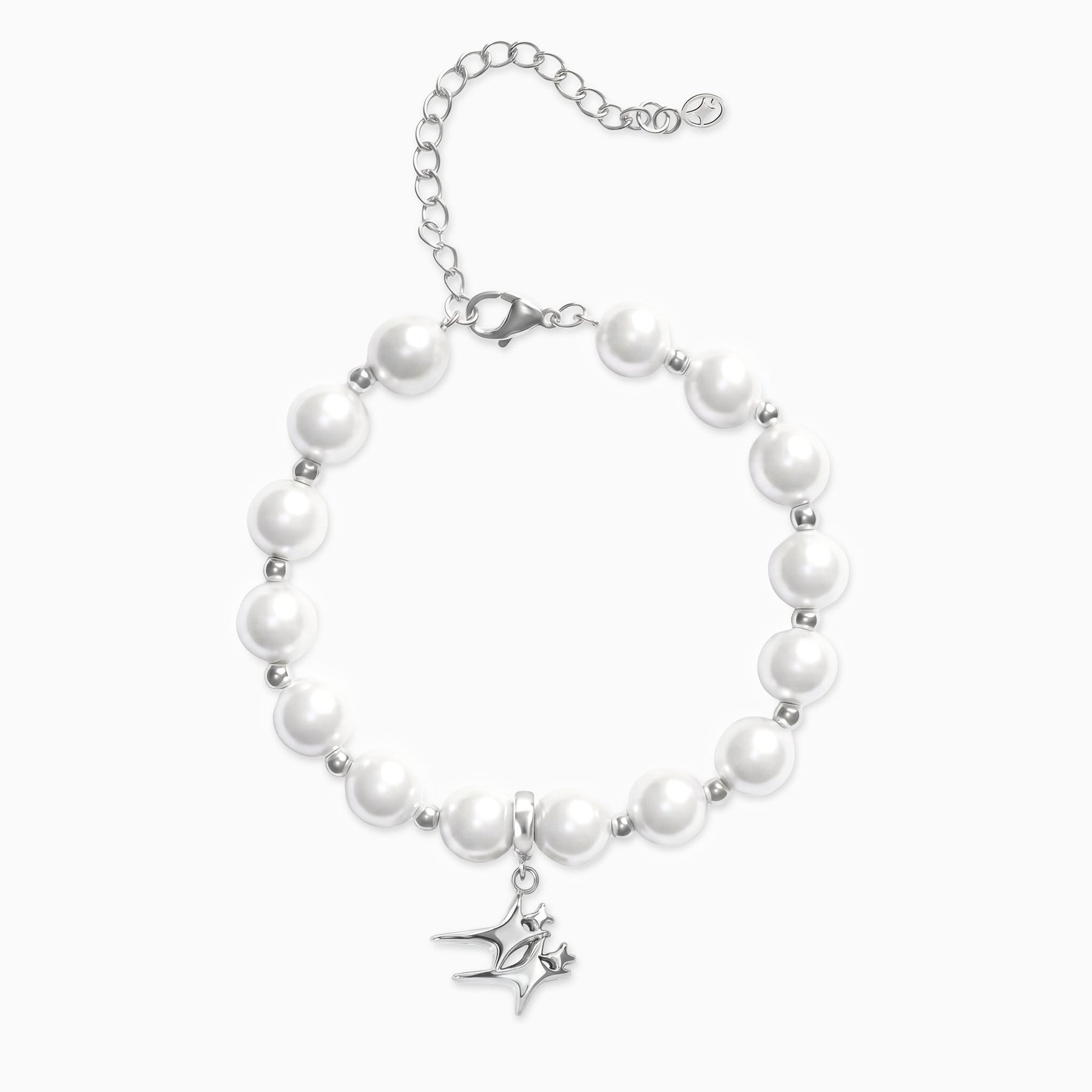 Bracelet Pearl Double Stars Argenté
