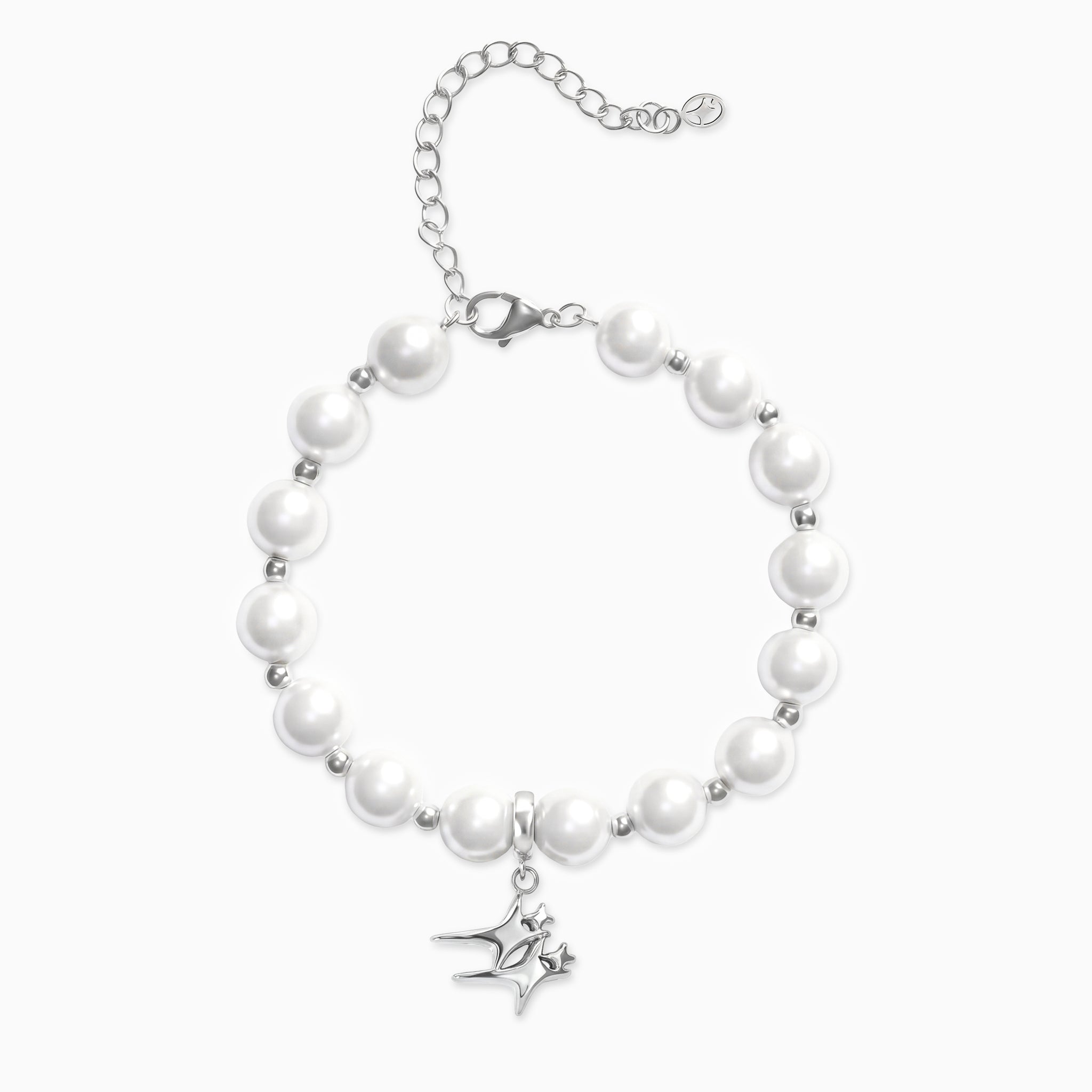 Bracelet Pearl Double Stars Argenté