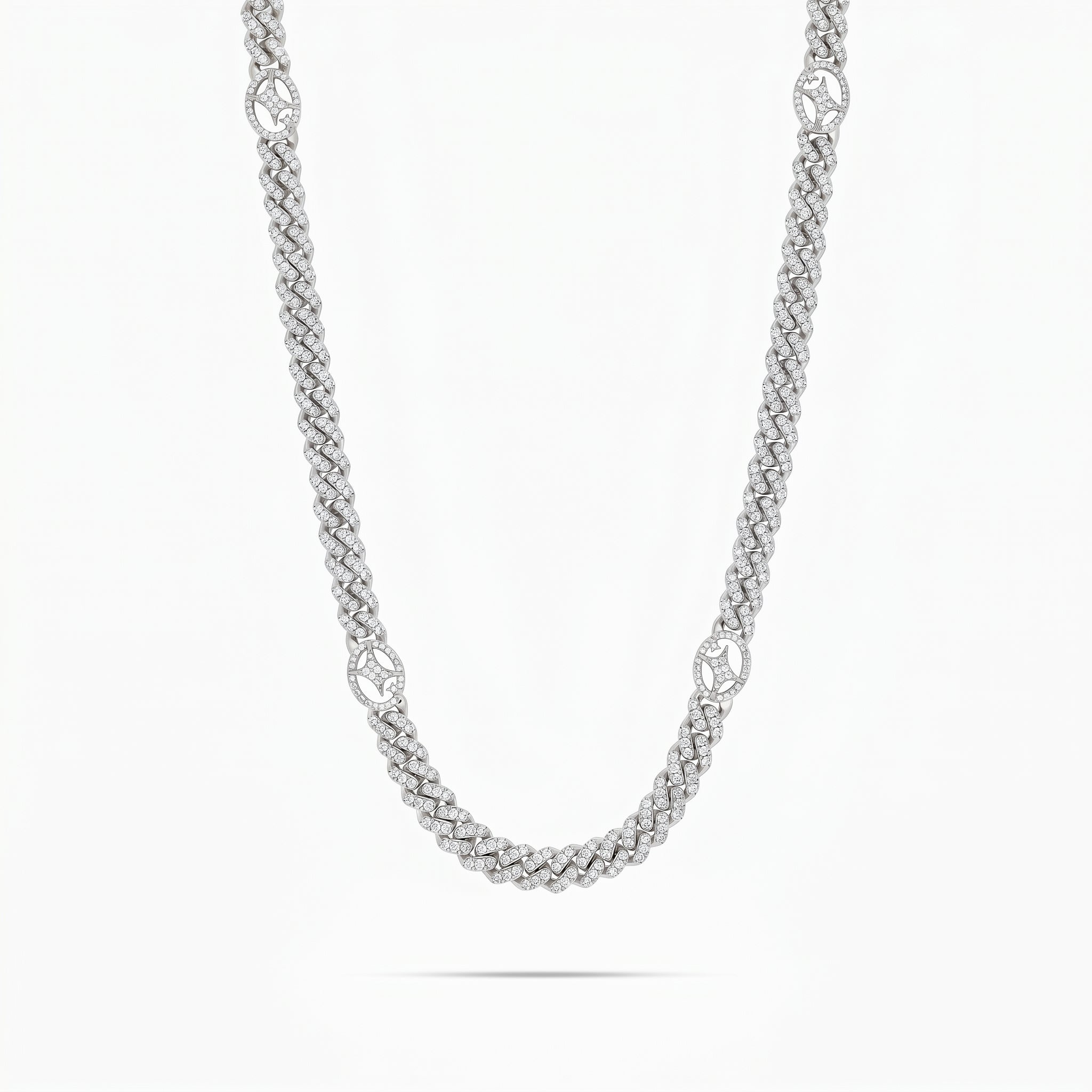 Chaîne Iced Cuban link Signature 5 mm Argentée