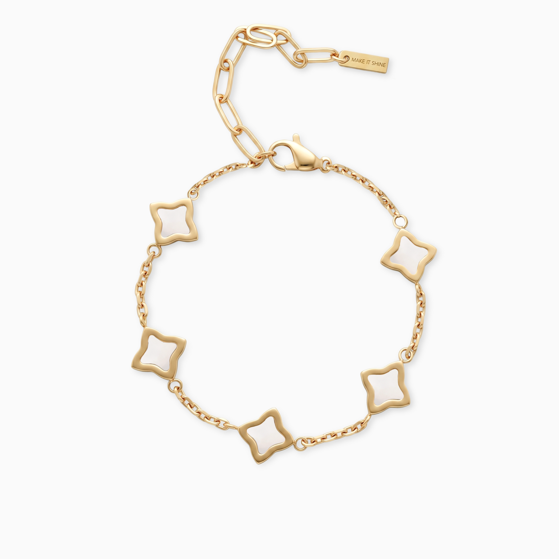 Bracelet Flower câble Doré - Motif Blanc