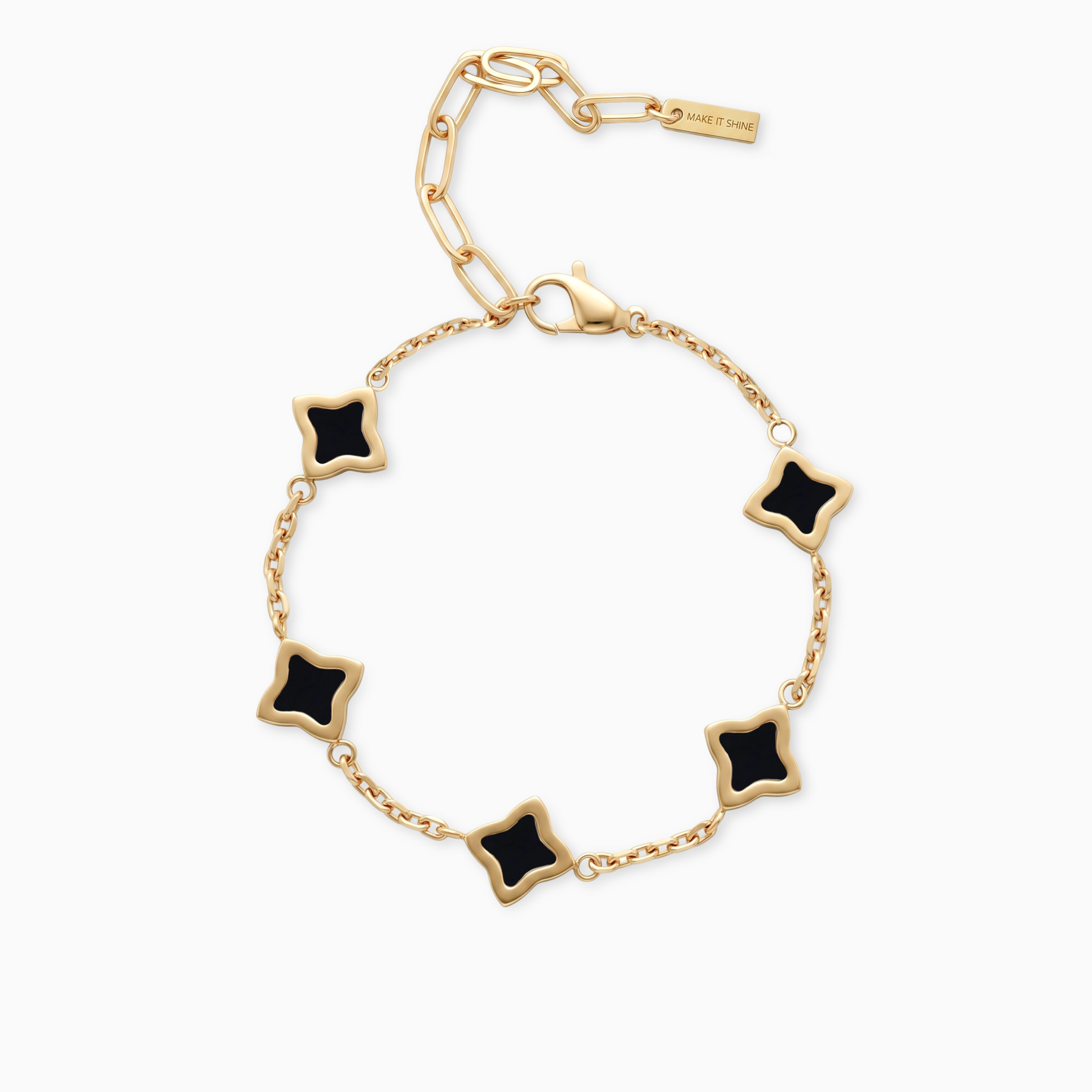 Bracelet Flower câble Doré - Motif Noir