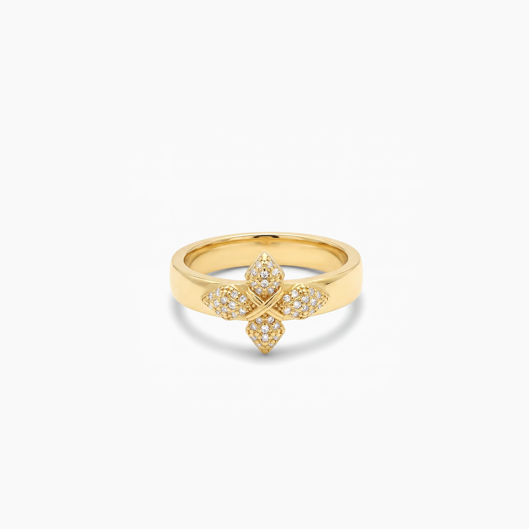 Iced crossed star ring - Doré