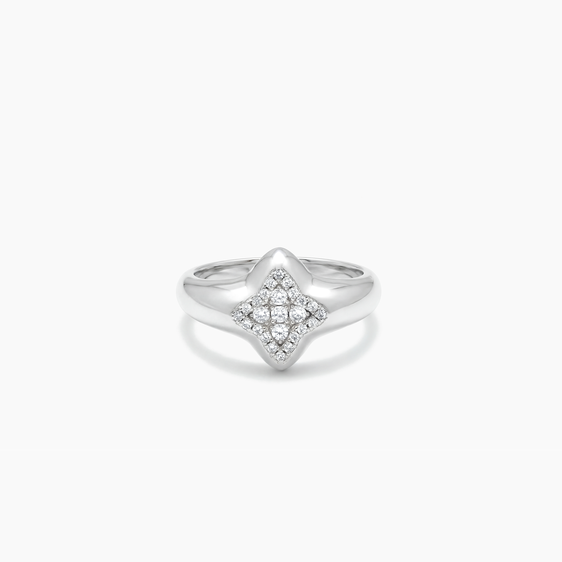 Flower signet ring argentée