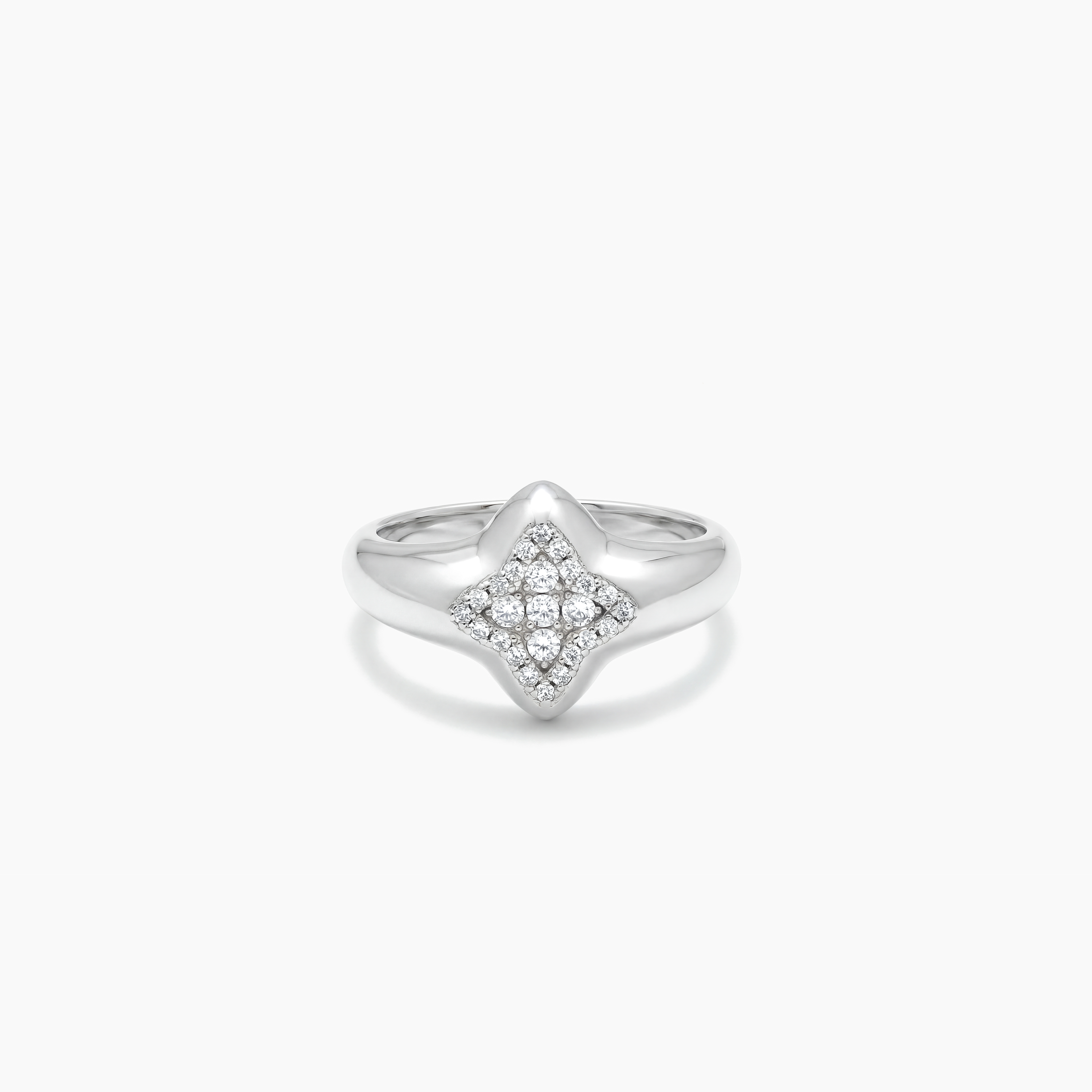 Flower signet ring argentée