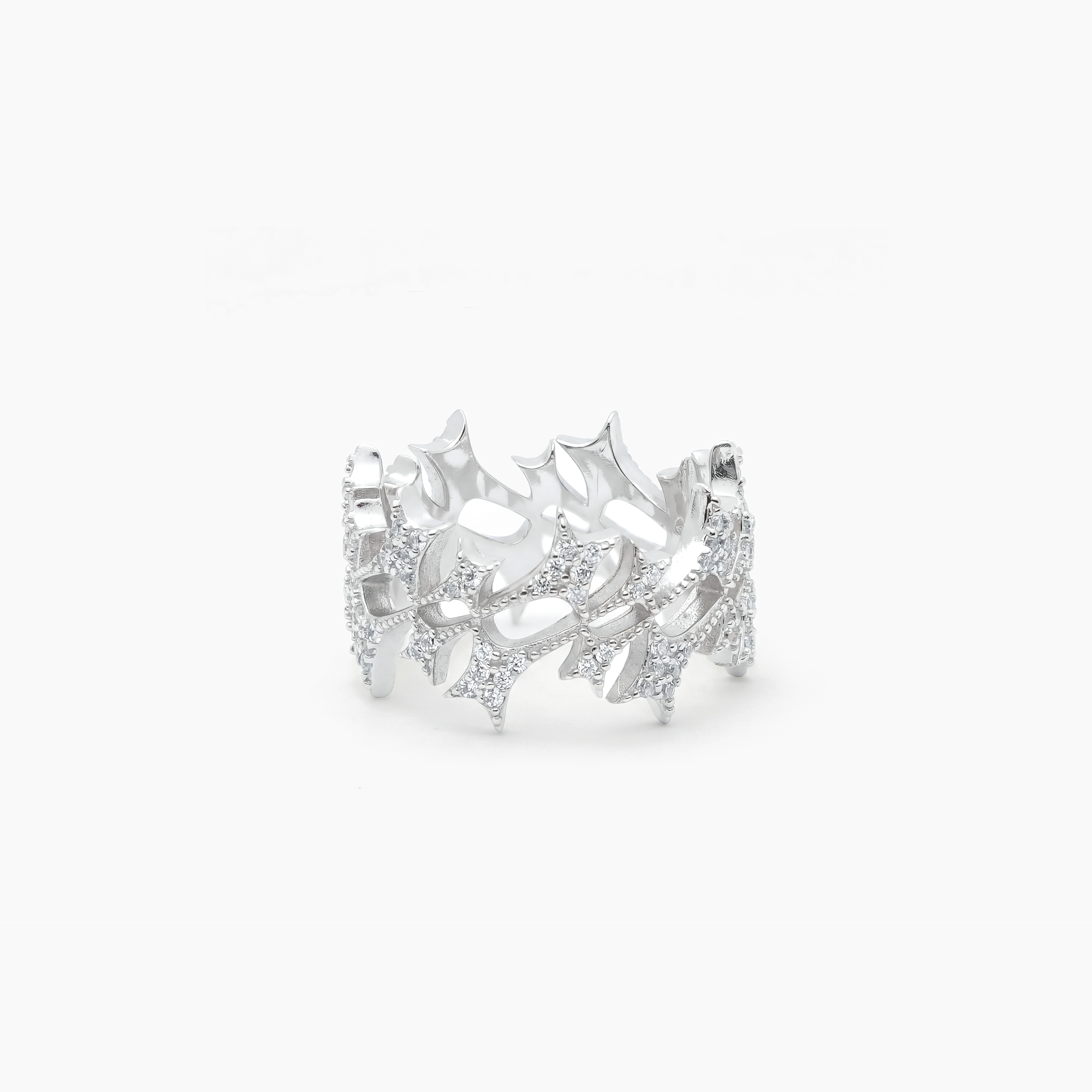 Iced Monogram Ring Argenté
