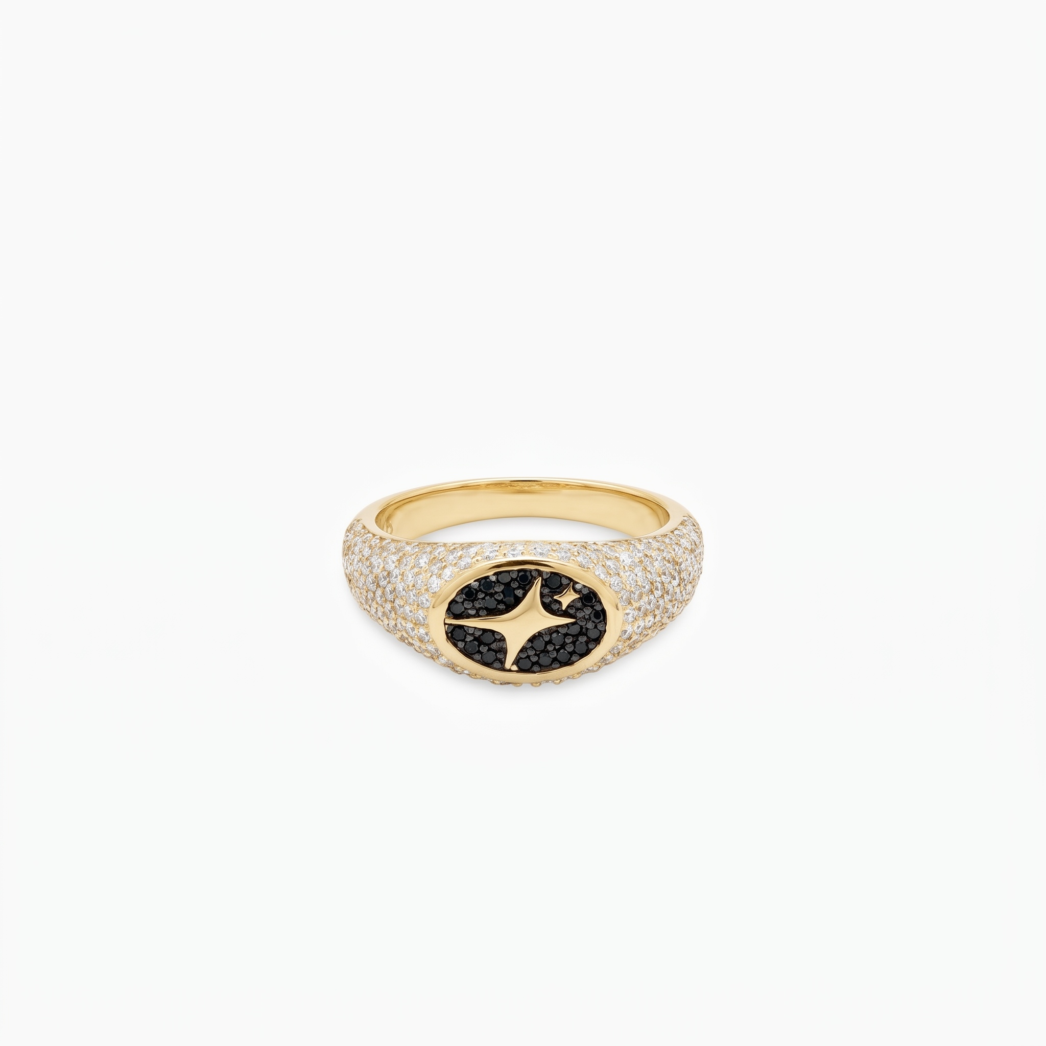 Iced Oval signet ring dorée